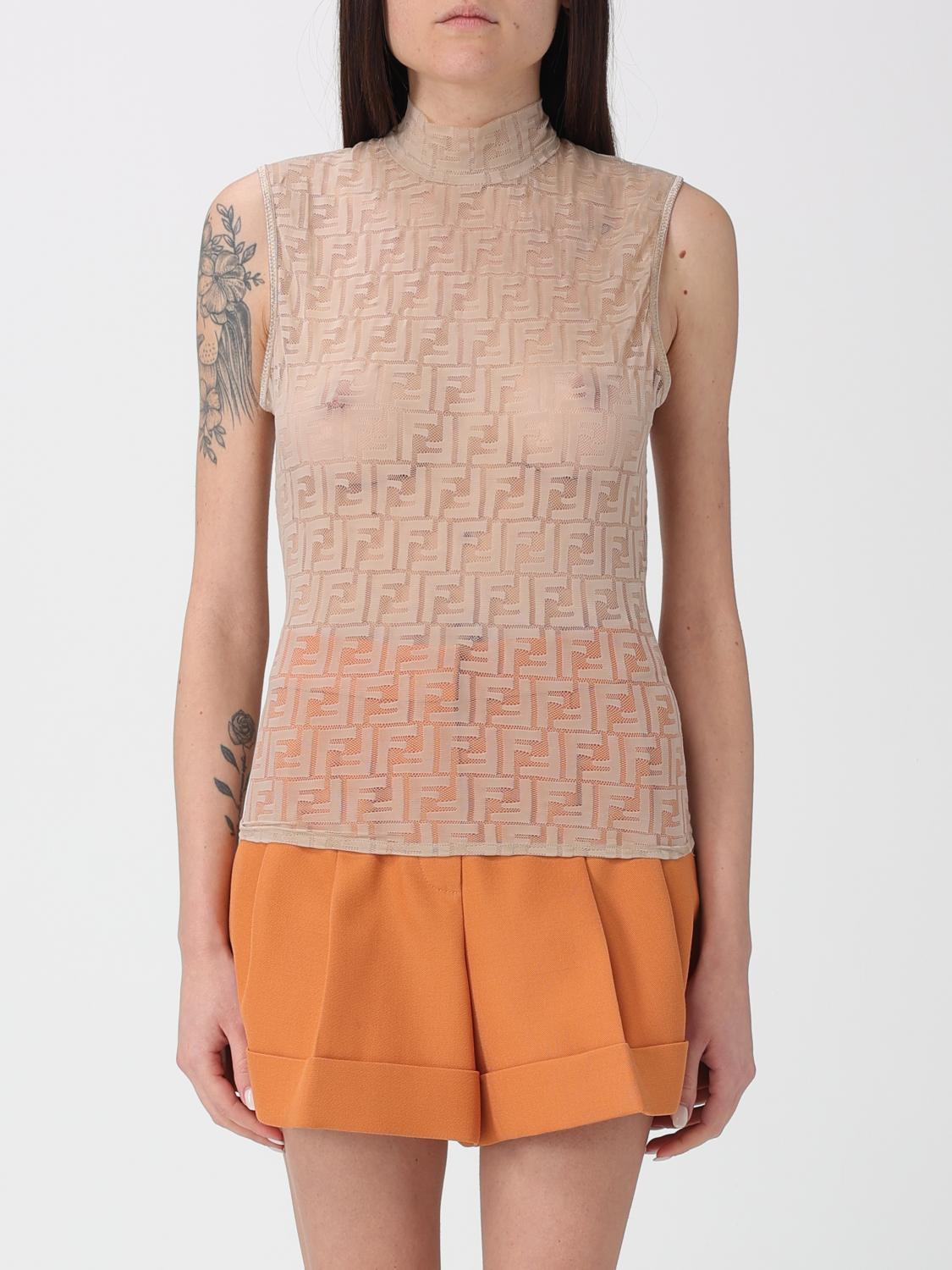FENDI Top in jersey con motivo monogram