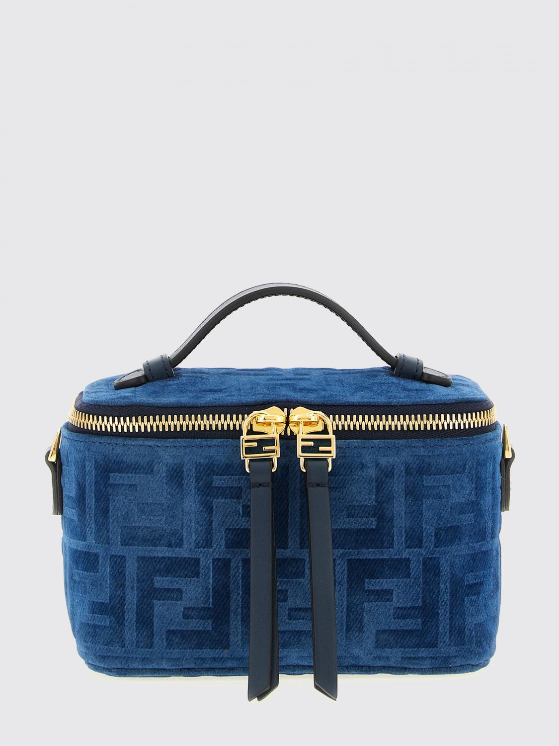 FENDI Borsa Vanity in denim con monogram FF floccato