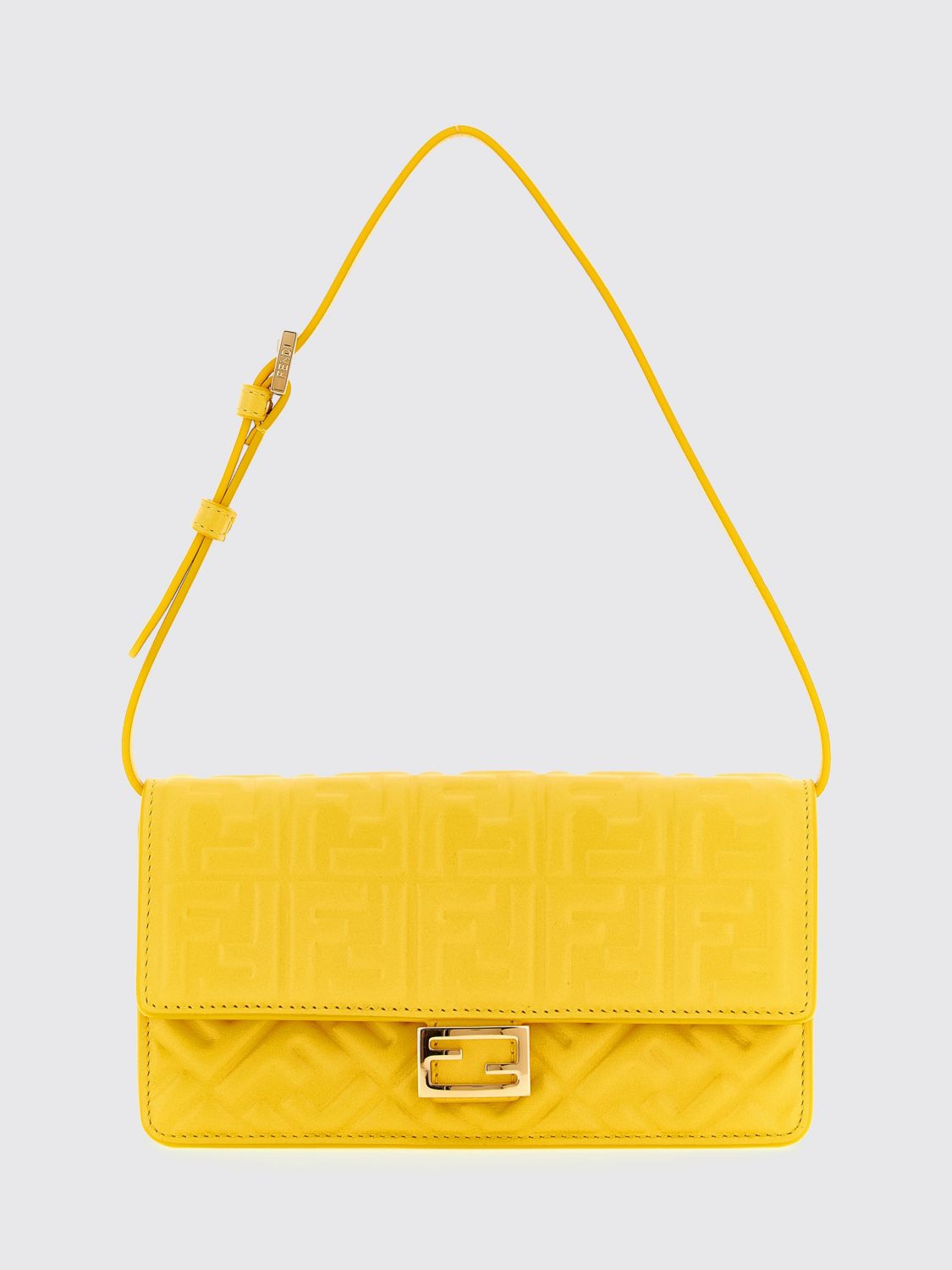 Borsa Wallet On Chain Baguette Fendi in nappa con monogram FF matelassè