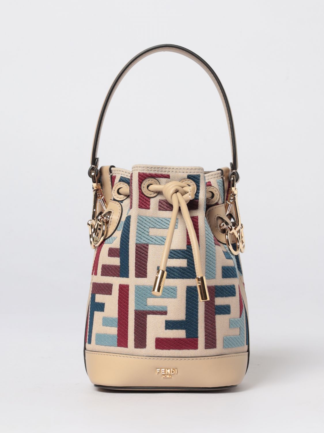 FENDI Borsa Mini Mon Tresor in canvas con monogram FF ricamato