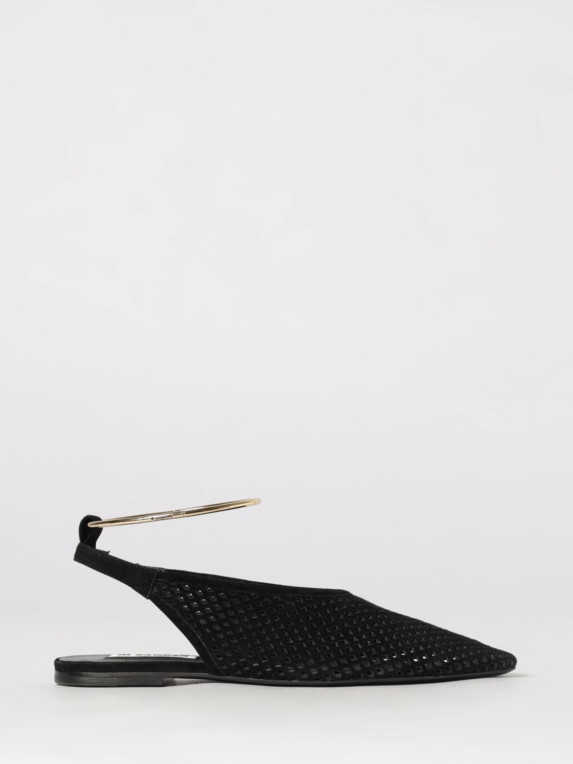 JIL SANDER Ballerina slingback in camoscio traforato