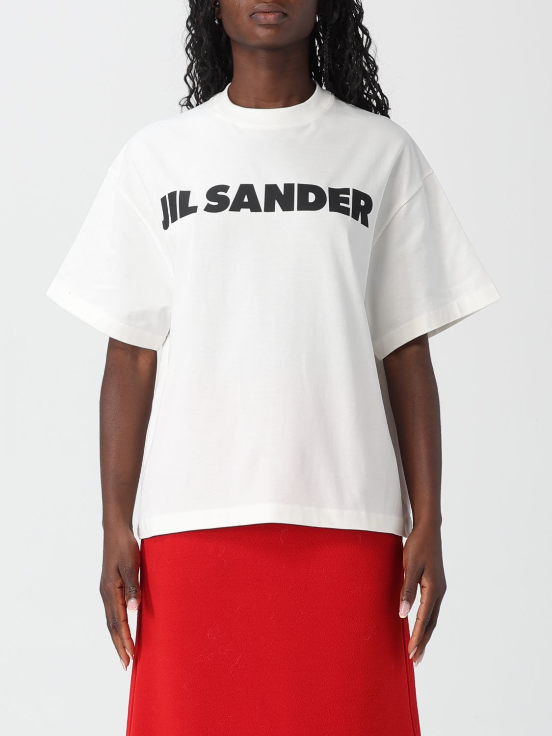 Jil Sander Cotton T-shirt With Bold Logo And Classic Cut In White