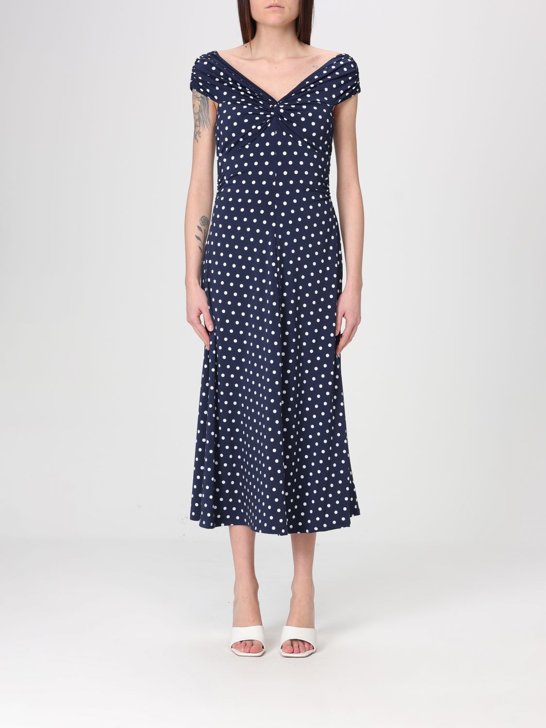 Abito midi Michael Kors in tessuto riciclato a pois