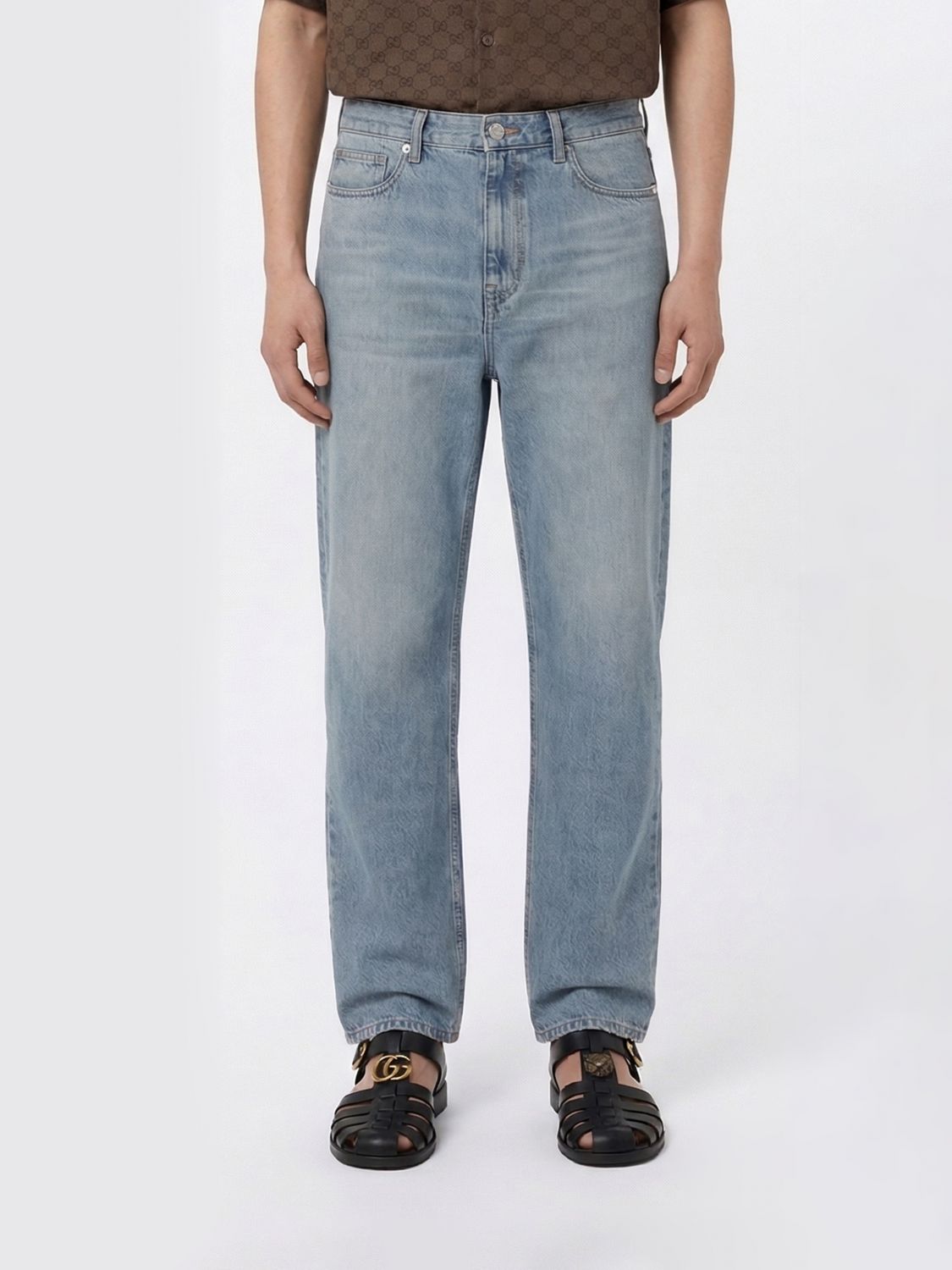 GUCCI Jeans a gamba larga in denim