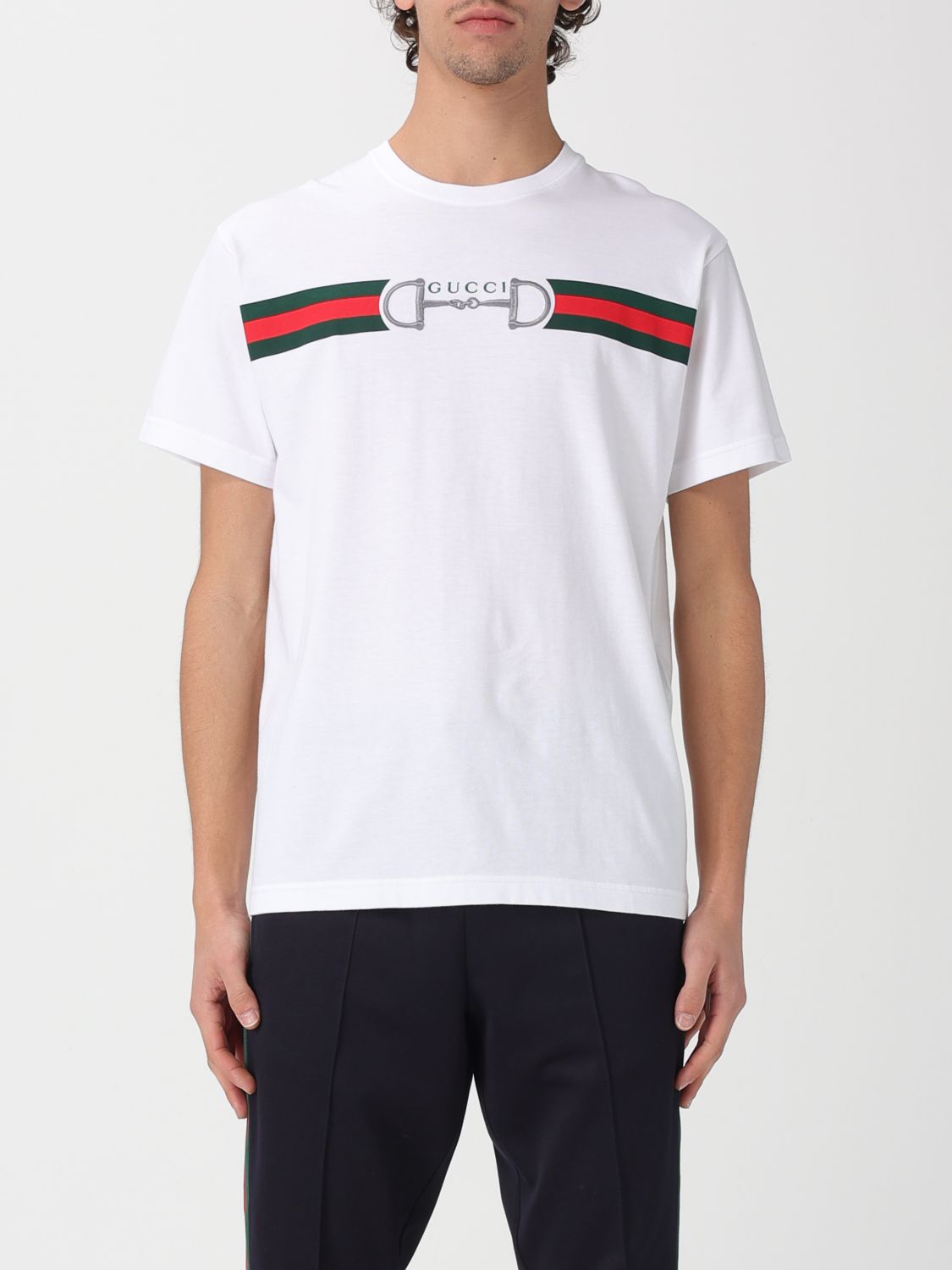 GUCCI T-shirt Web in cotone con morsetto