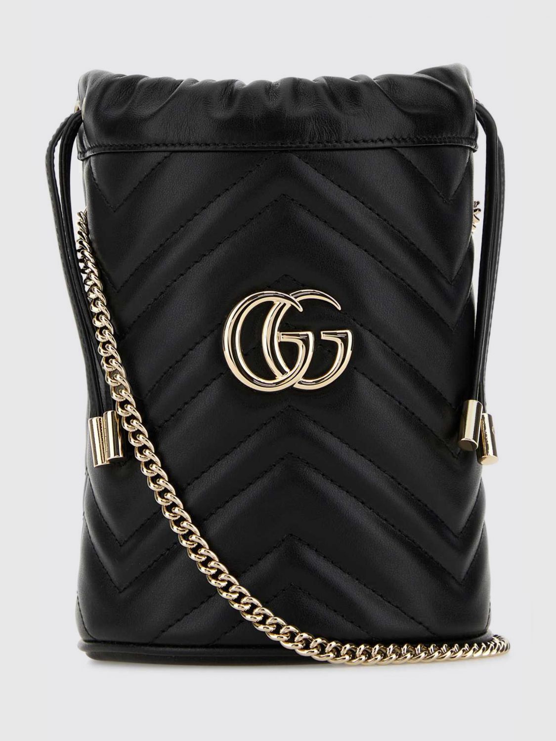 GUCCI Borsa a secchiello GG Marmont in nappa trapuntata chevron