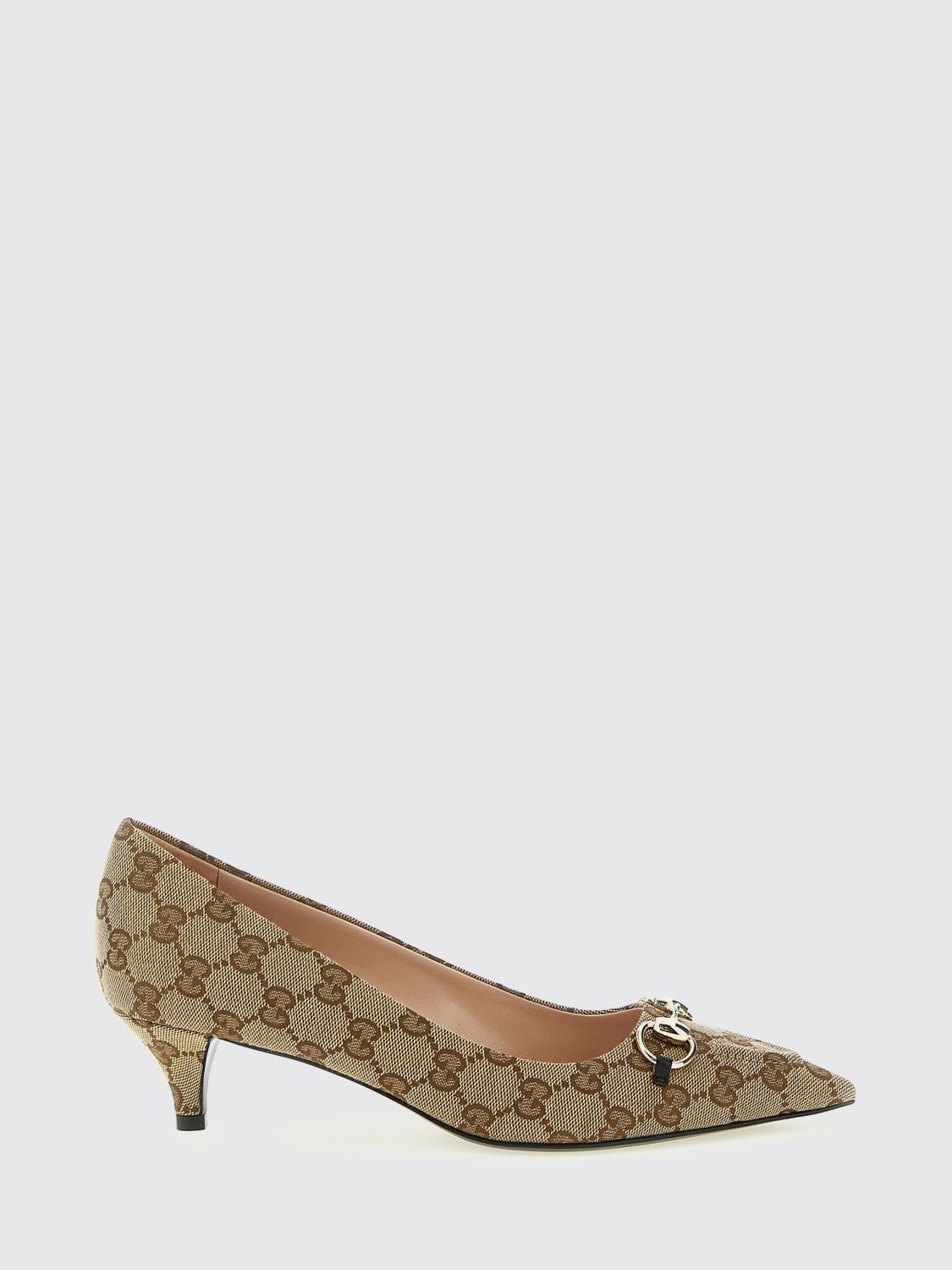 GUCCI Décolleté Horsebit in canvas con monogram GG jacquard