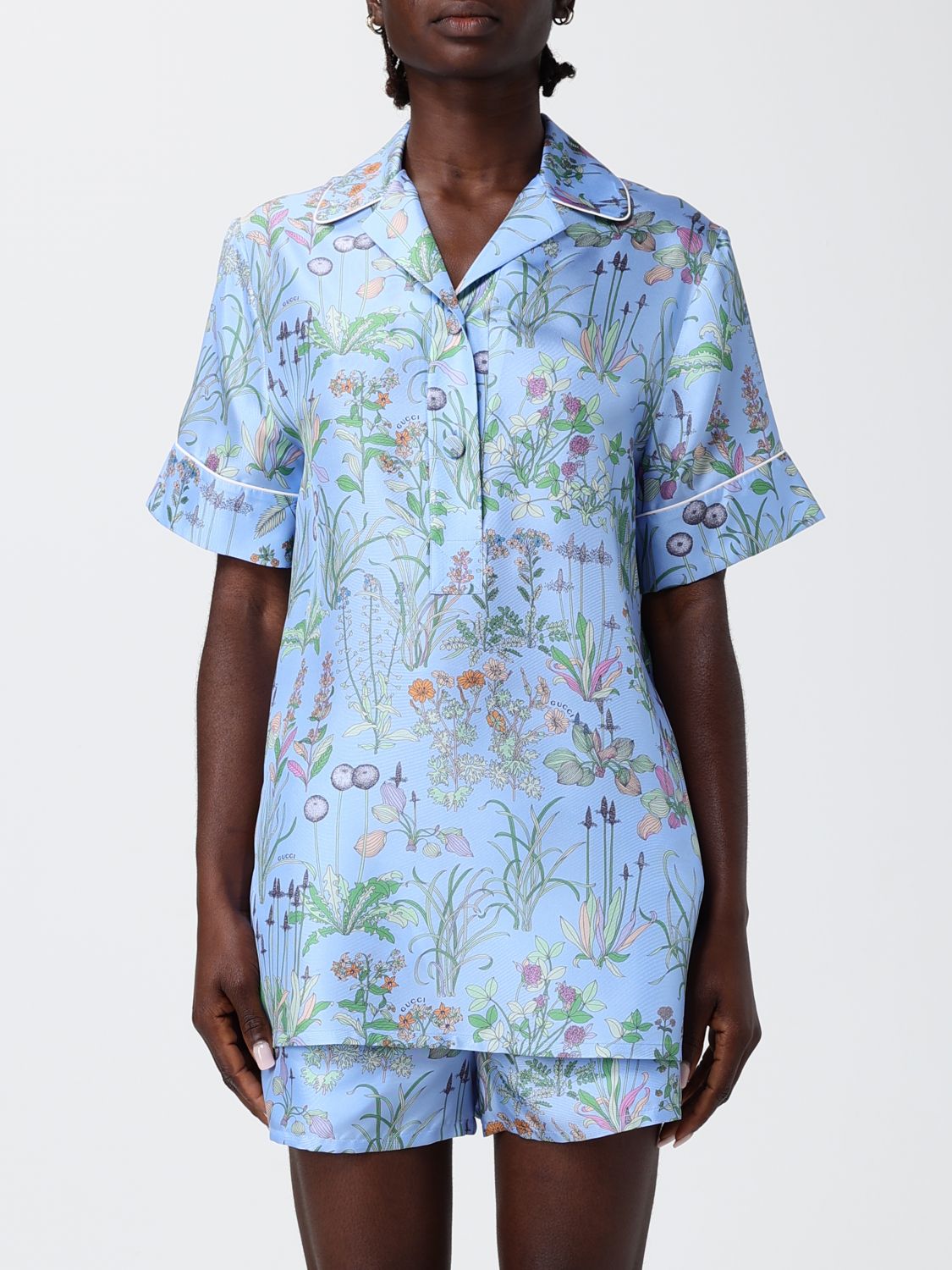 GUCCI Camicia in seta con stampa floreale