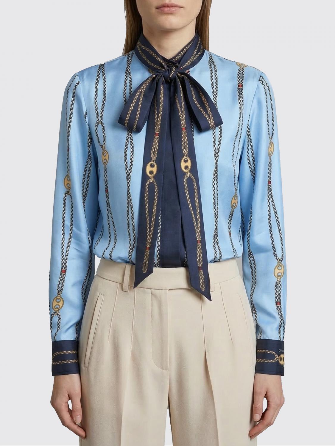 GUCCI Camicia in seta con stampa grafica