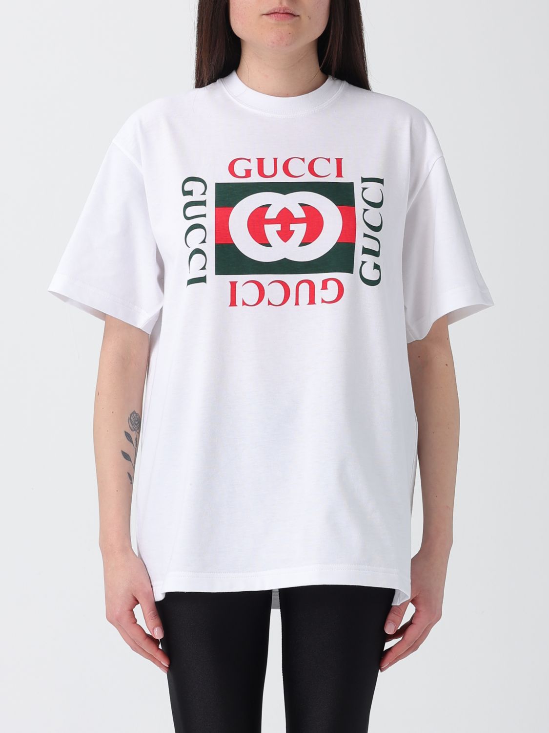 GUCCI T-shirt over in cotton jersey GG Web
