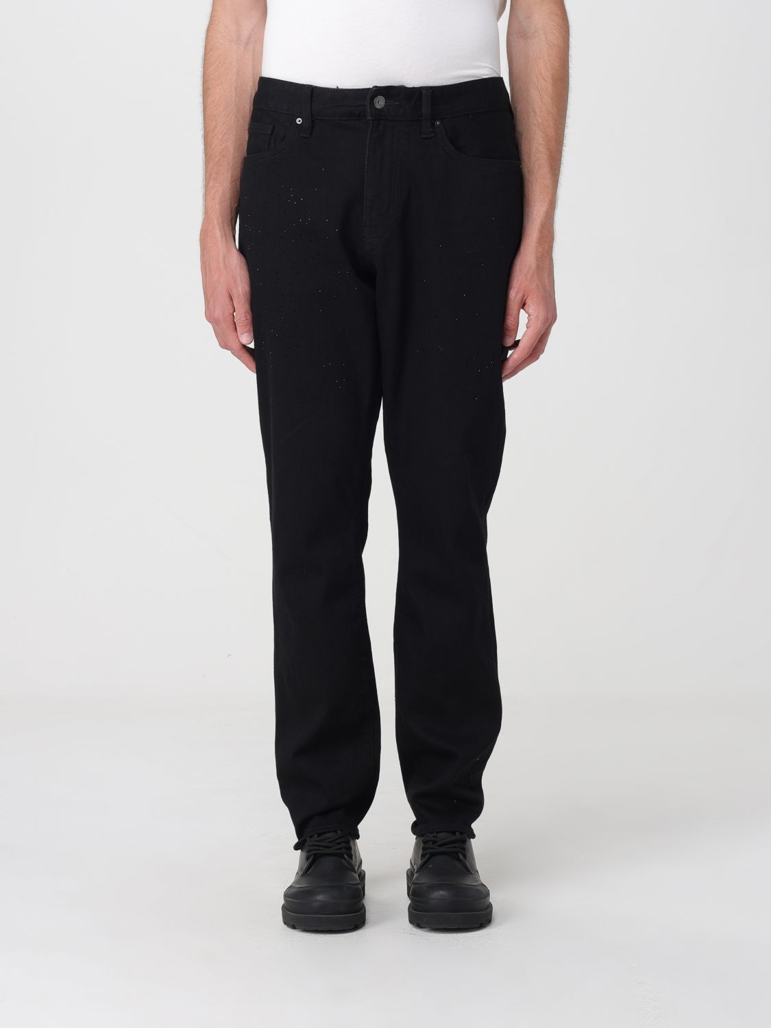 ARMANI EXCHANGE Jeans straight in denim stretch con strass