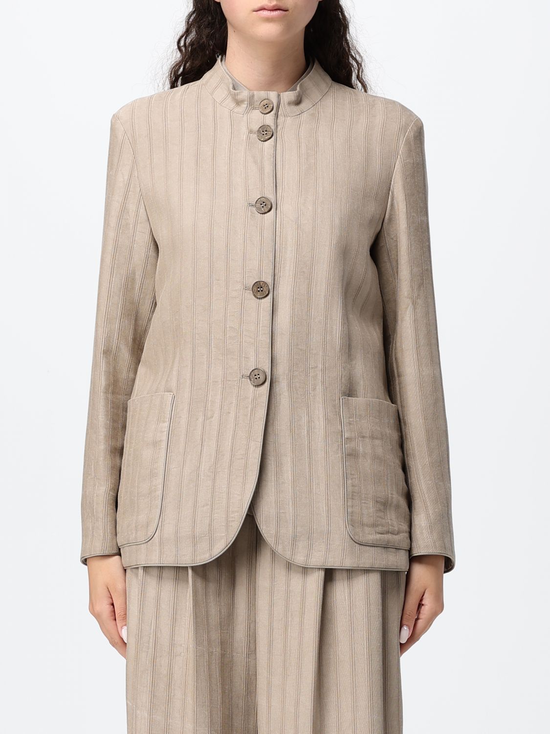 ARMANI EXCHANGE Blazer a monopetto in misto viscosa a righe
