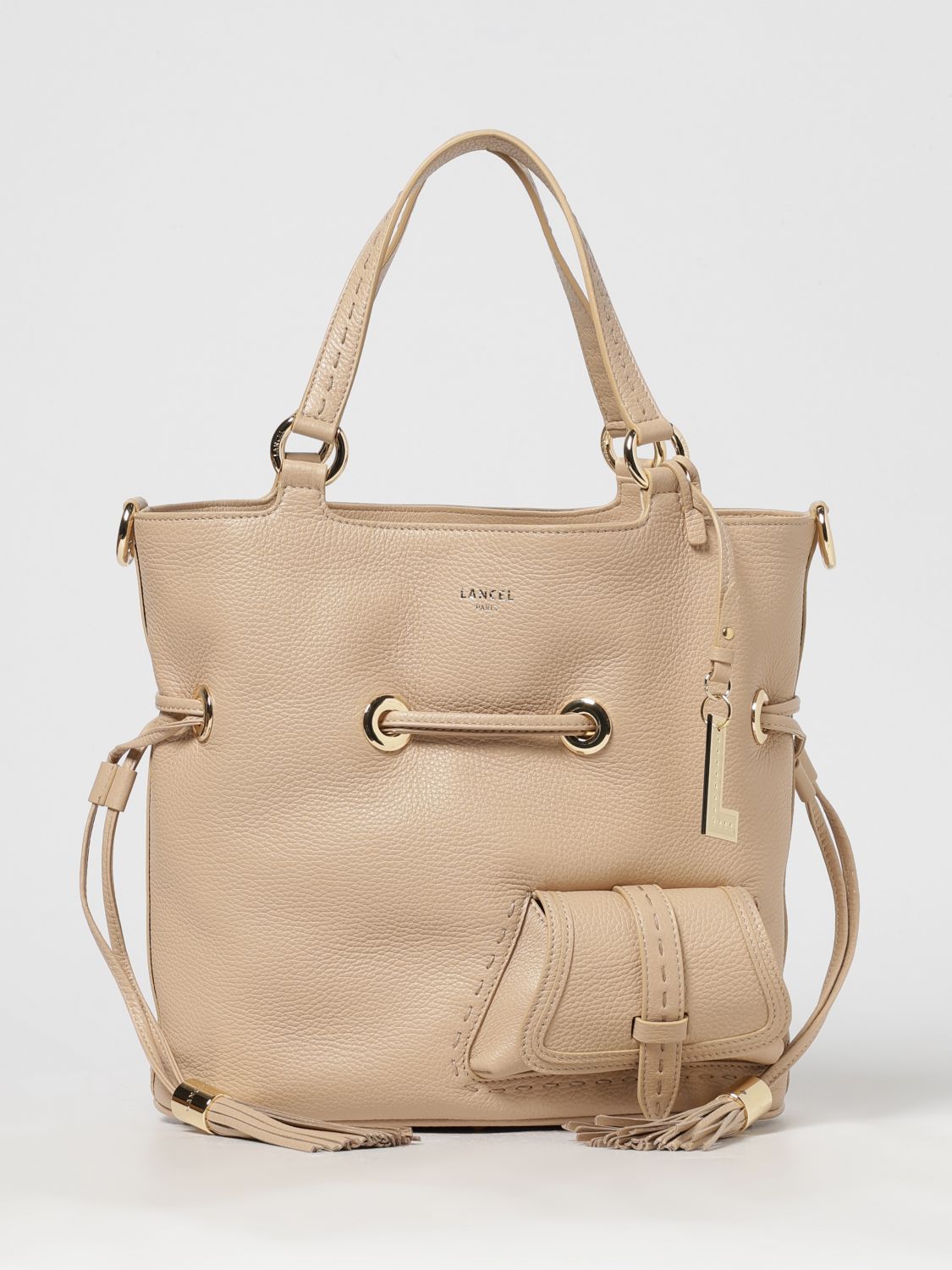 Lancel Premier Flirt Leather Bucket Bag In Neutral