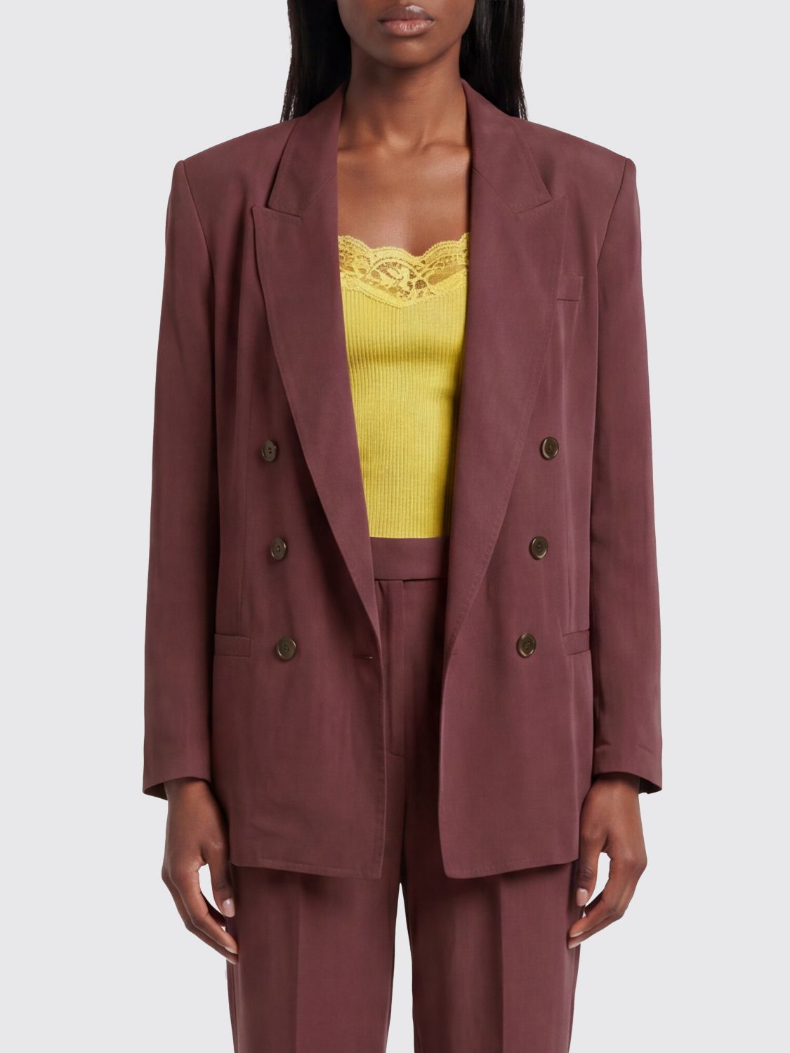 SAINT LAURENT Blazer over in seta fluida a doppiopetto