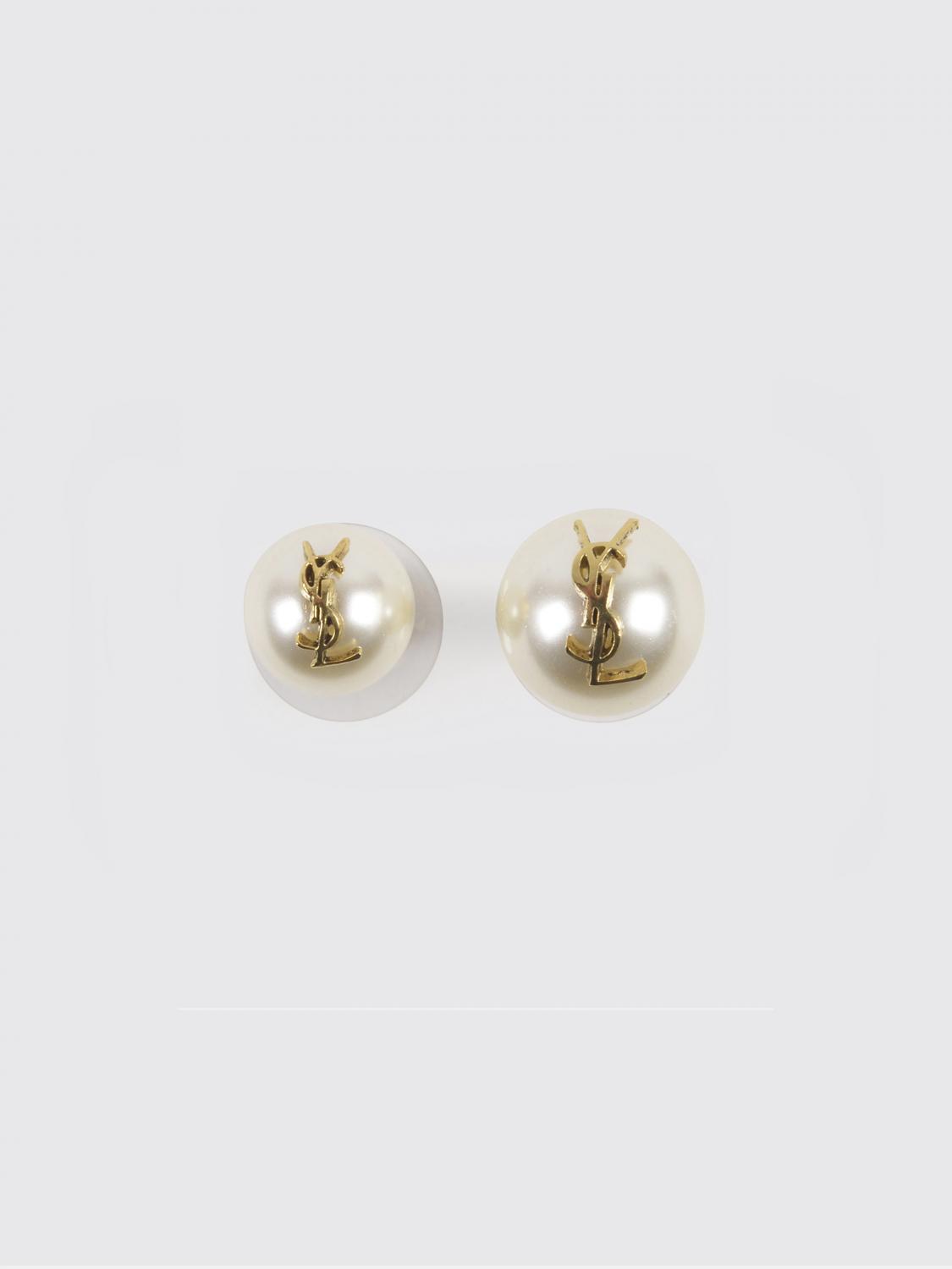 SAINT LAURENT Orecchini in ottone con perle sintetiche