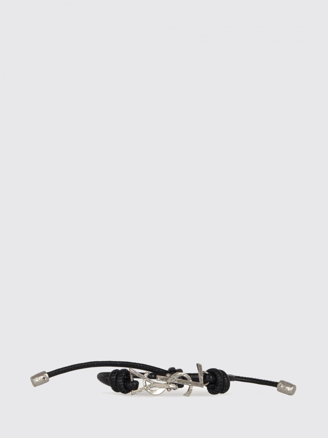 SAINT LAURENT Bracciale Cassandre in pelle ed ottone