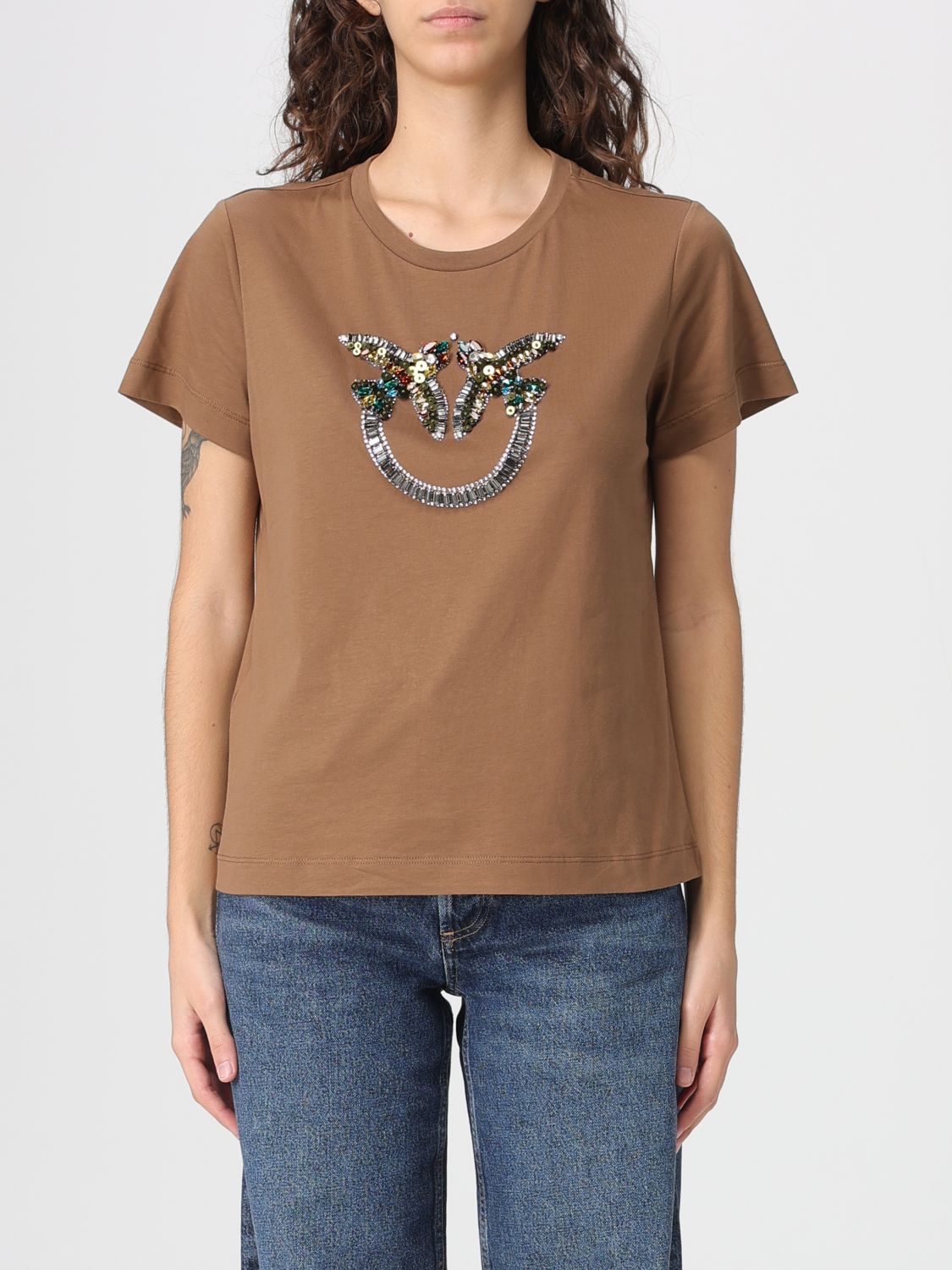 Pinko T-shirt Woman Color Brown