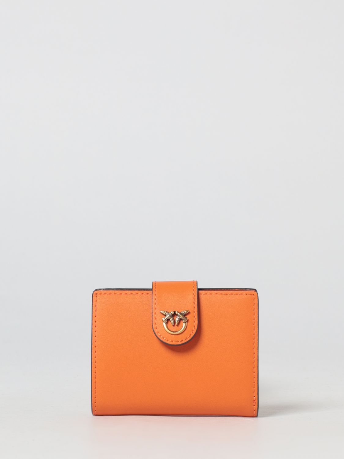 Pinko Leather Wallet In Orange