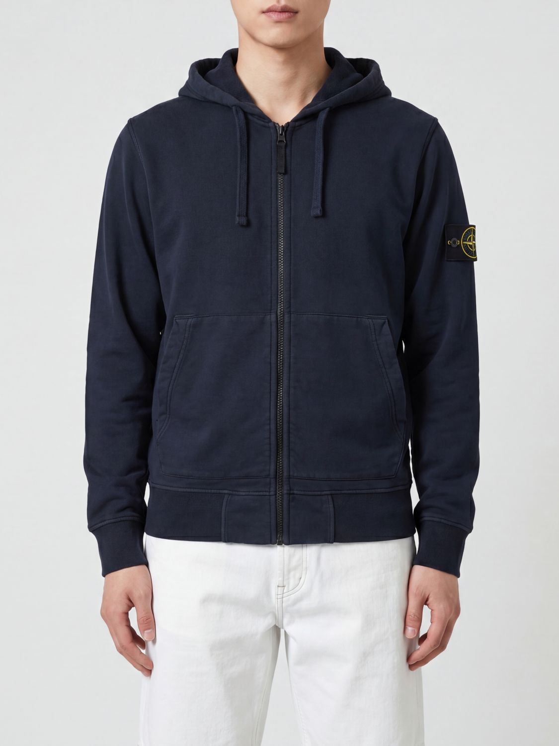 STONE ISLAND Felpa con cappuccio e badge in cotone bio