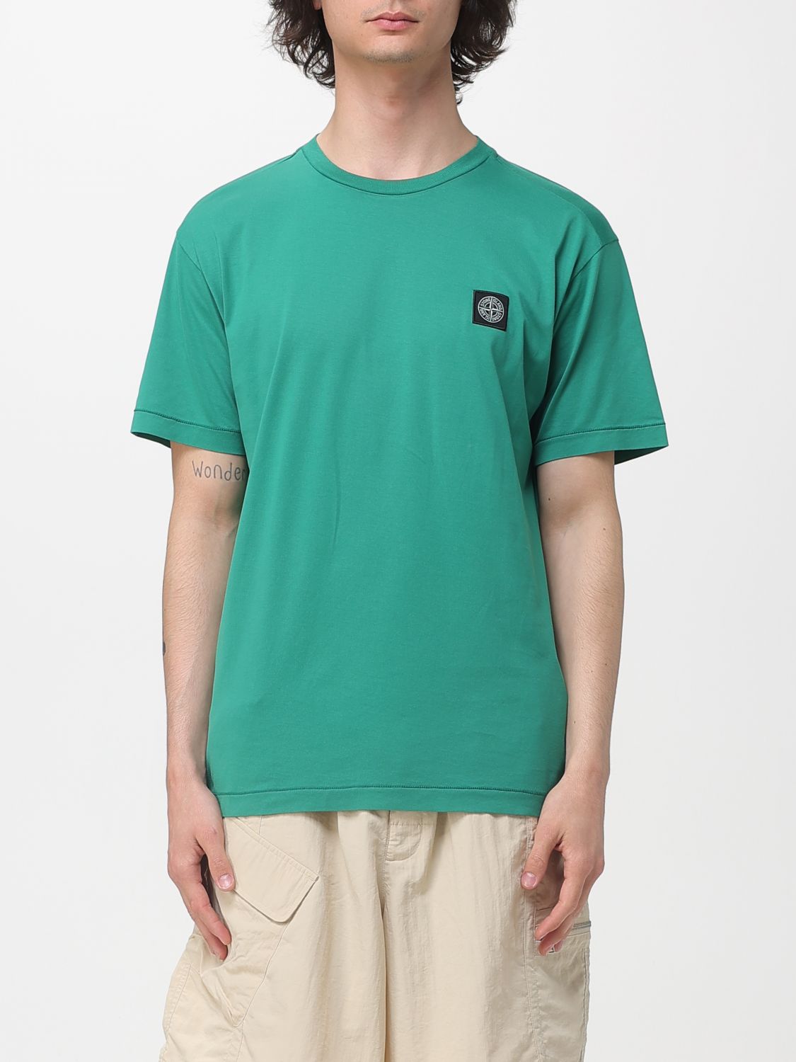 STONE ISLAND T-Shirt Men color Grass Green　STONE ISLAND Tシャツ メンズ カラー グラスグリーン STONE