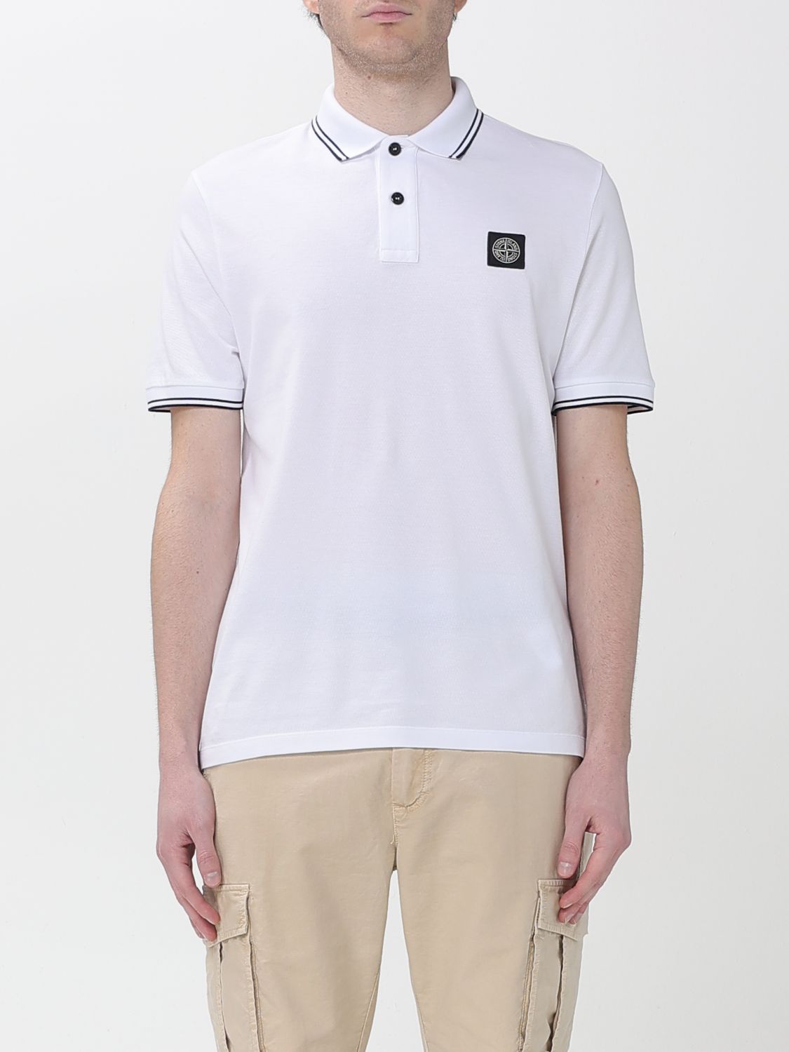 STONE ISLAND Polo Shirt Men color White　STONE ISLAND ポロシャツ メンズ カラー ホワイト STONE