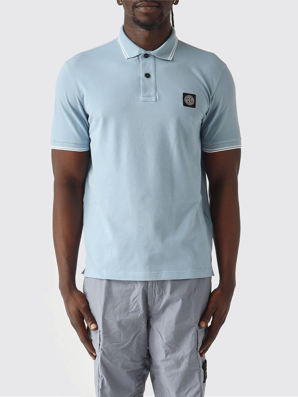 STONE ISLAND Polo Shirt Men color Sky Blue　STONE ISLAND ポロシャツ メンズ カラー スカイブルー STONE