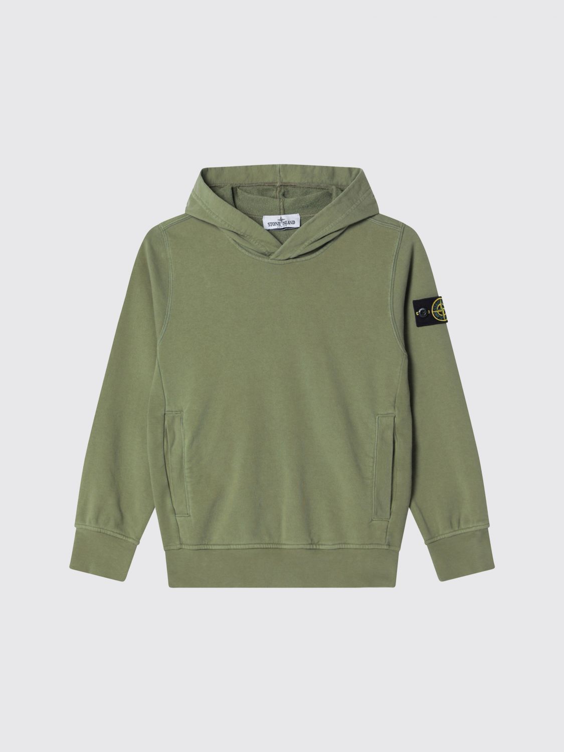 STONE ISLAND JUNIOR Felpa con cappuccio in cotone