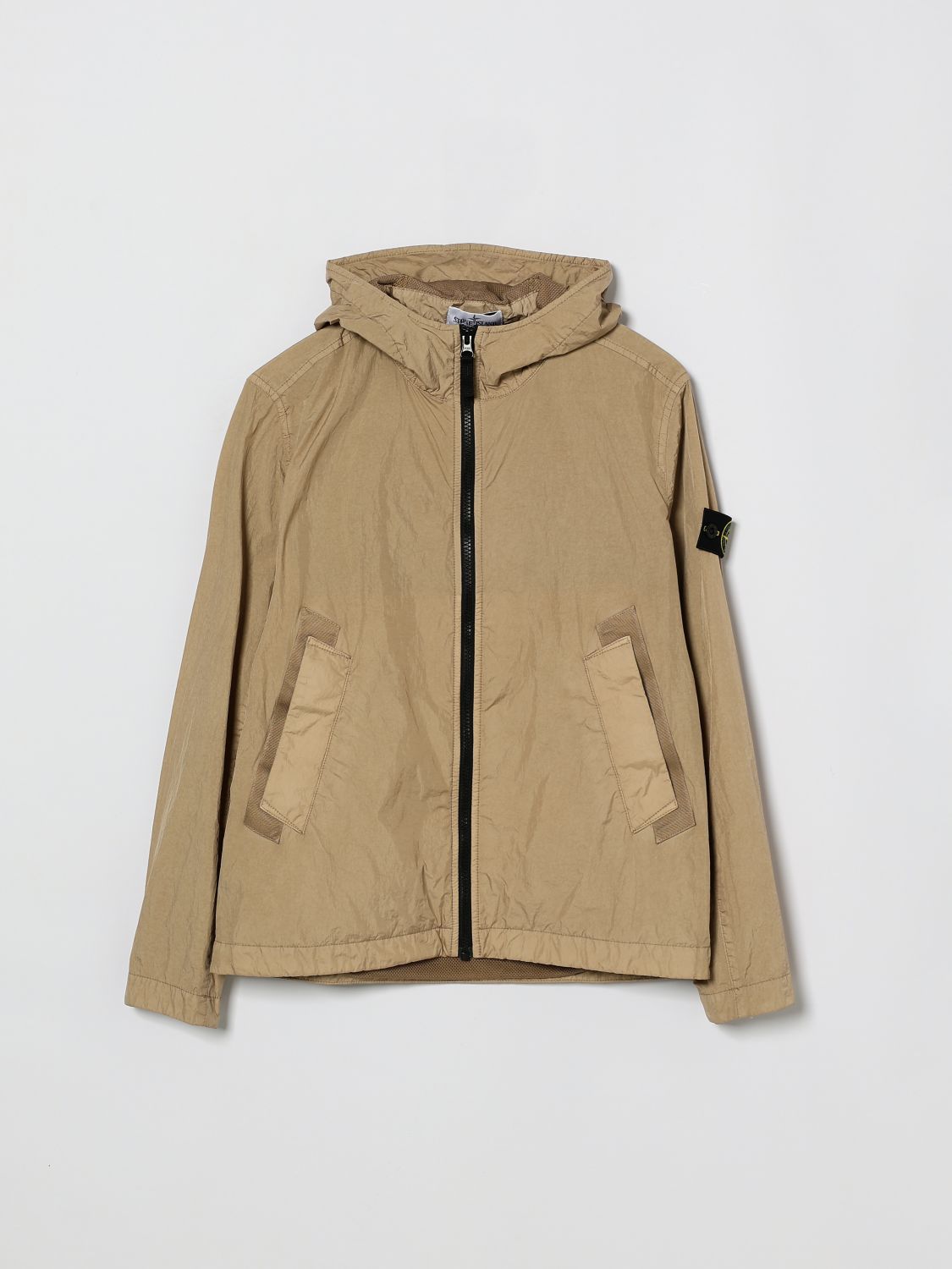 Stone Island Kids'  Junior Nylon Hooded Windbreaker  In 그레이