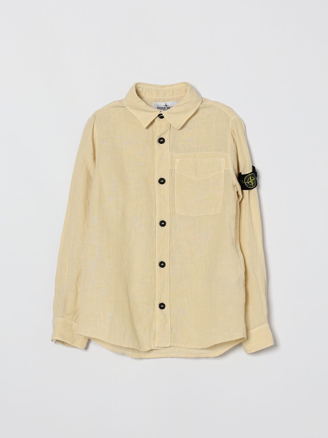 STONE ISLAND JUNIOR Shirt Kids color Yellow Cream