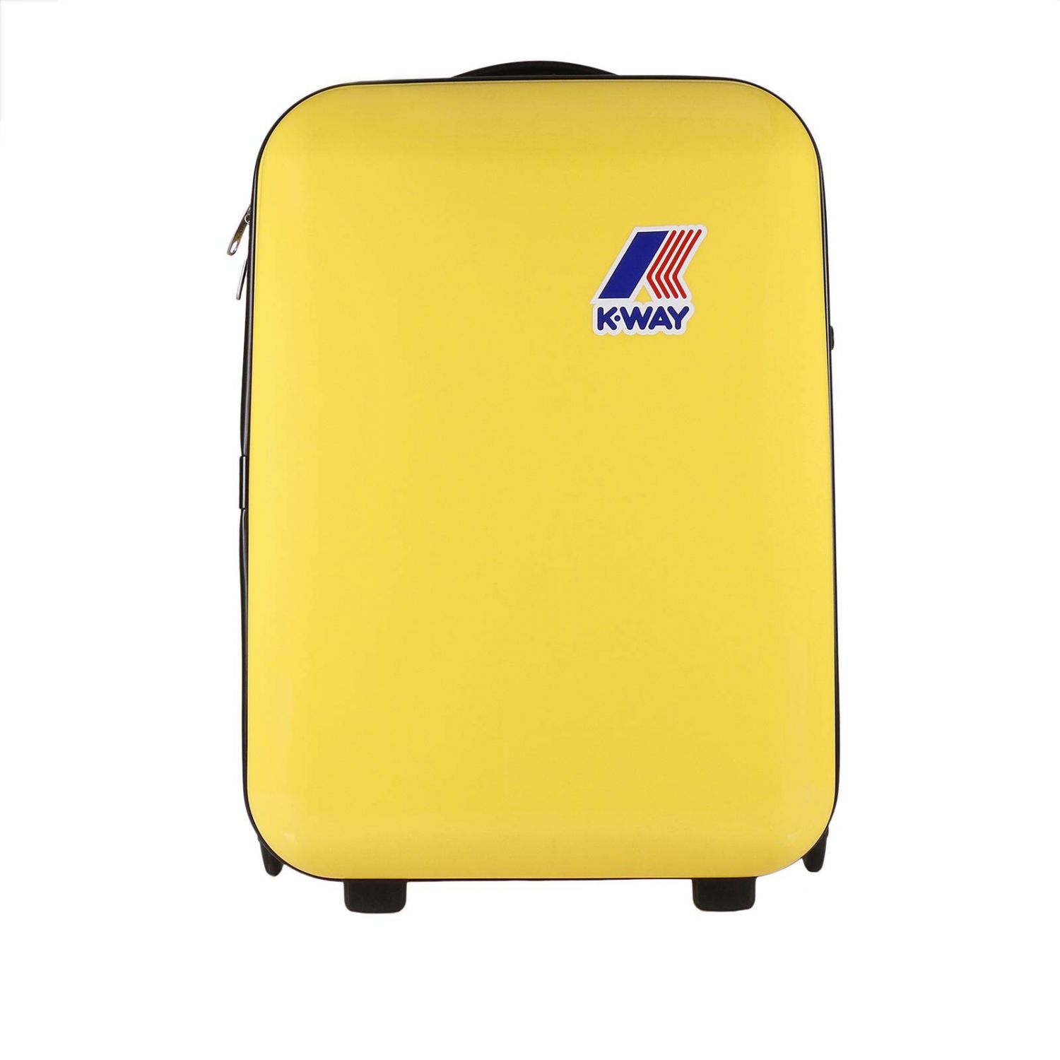 K-Way Outlet: Valigia trolley mini con corpo rigido cerniera a righe e logo  - Giallo | Valigia K-Way K0078M0 GIGLIO.COM