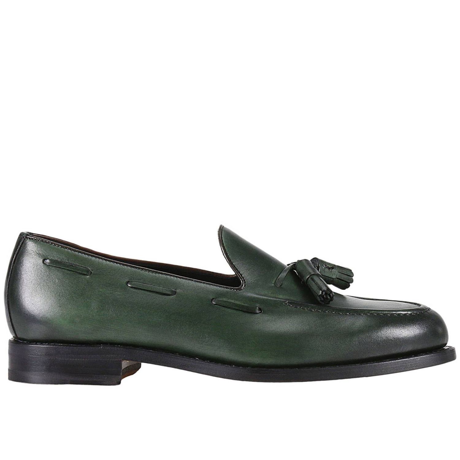 BERWICK: Mocassino in vitello liscio con suola piatta levigata e  lavorazione Goodyear - Verde | Mocassini Berwick 8491 GIGLIO.COM