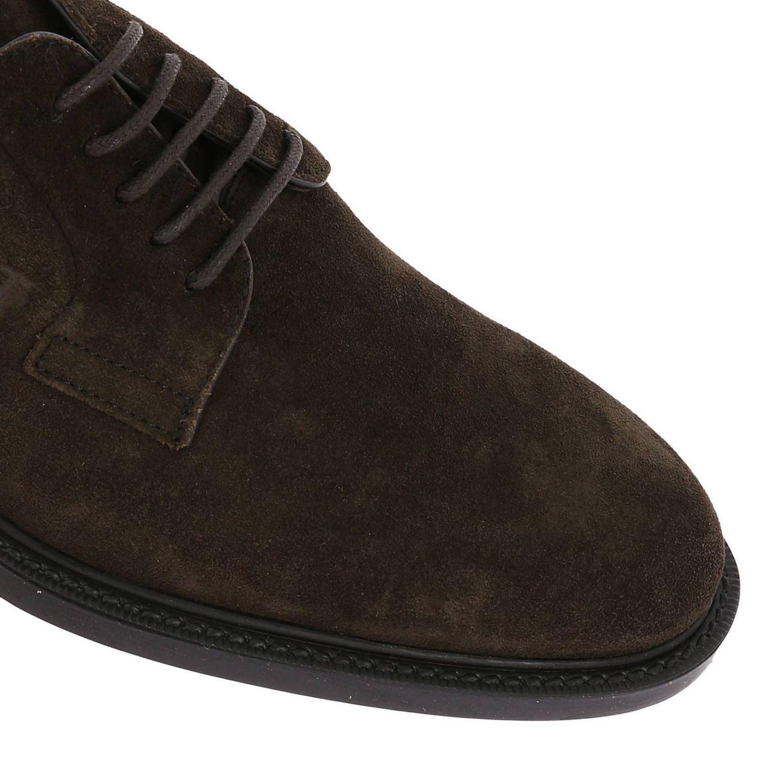 TOD'S: Derby stringata in camoscio con suola in gomma light e micro gommini  - Marrone | Scarpe Stringate Tod's XXM45A0H370 RE0 GIGLIO.COM