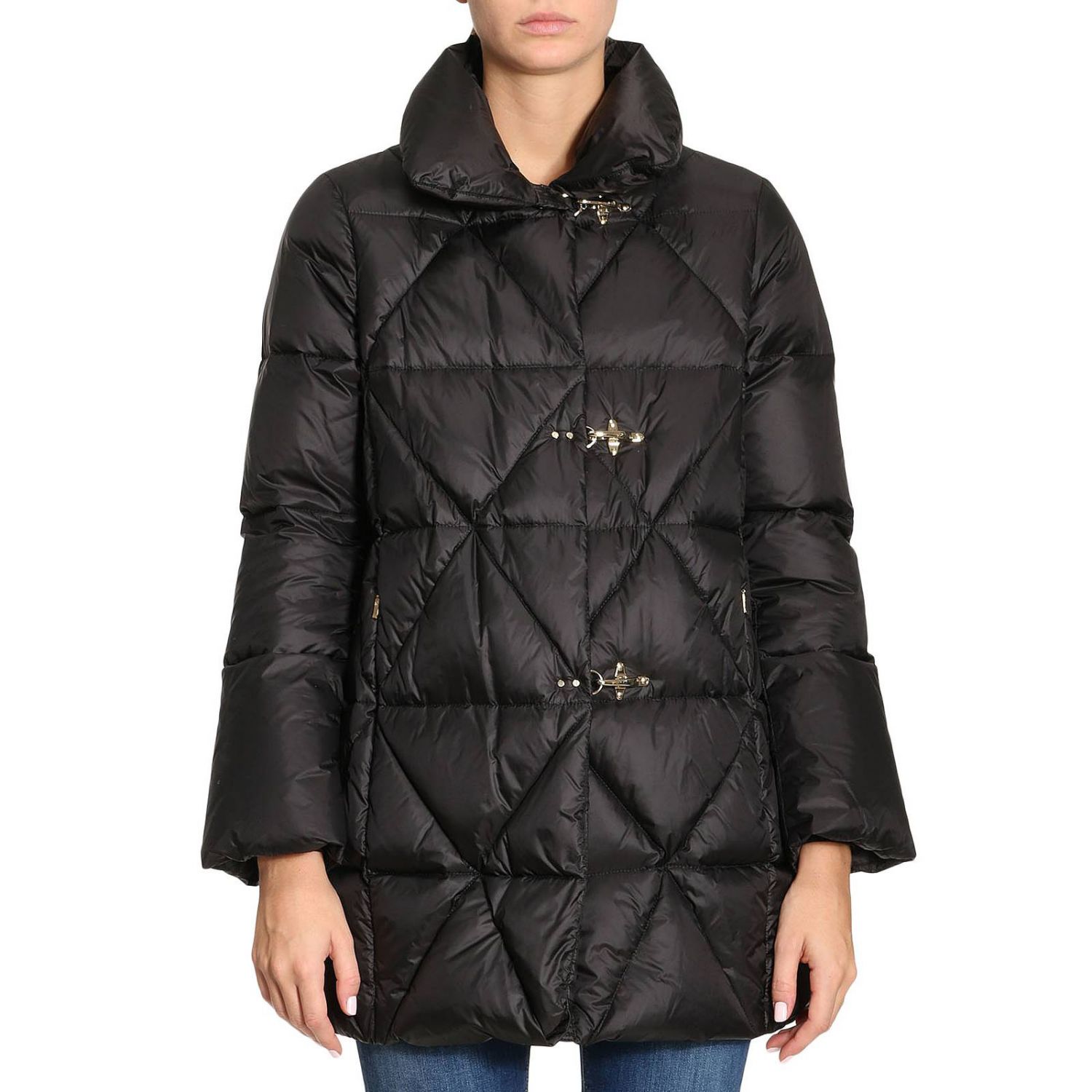 Fay Outlet: Piumino lungo in nylon con tre alamari - Nero | Giacca Fay  NAW36353520 GOS GIGLIO.COM