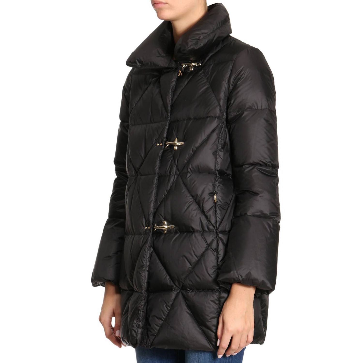 Fay Outlet: Piumino lungo in nylon con tre alamari - Nero | Giacca Fay  NAW36353520 GOS GIGLIO.COM