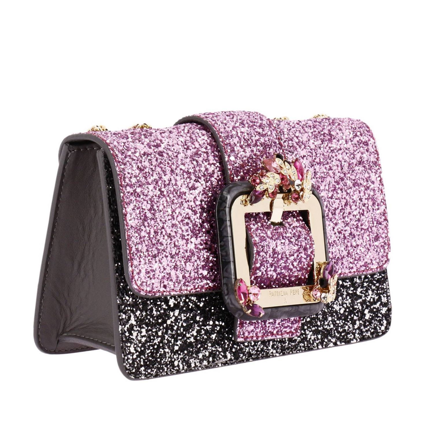 Patrizia Pepe Outlet: Borsa a tracolla mini in pelle e glitter bicolor con  maxi fibbia Flowers | Borsa Mini Patrizia Pepe Donna Rosa | Borsa Mini  Patrizia Pepe 2V7415 AN84 GIGLIO.COM