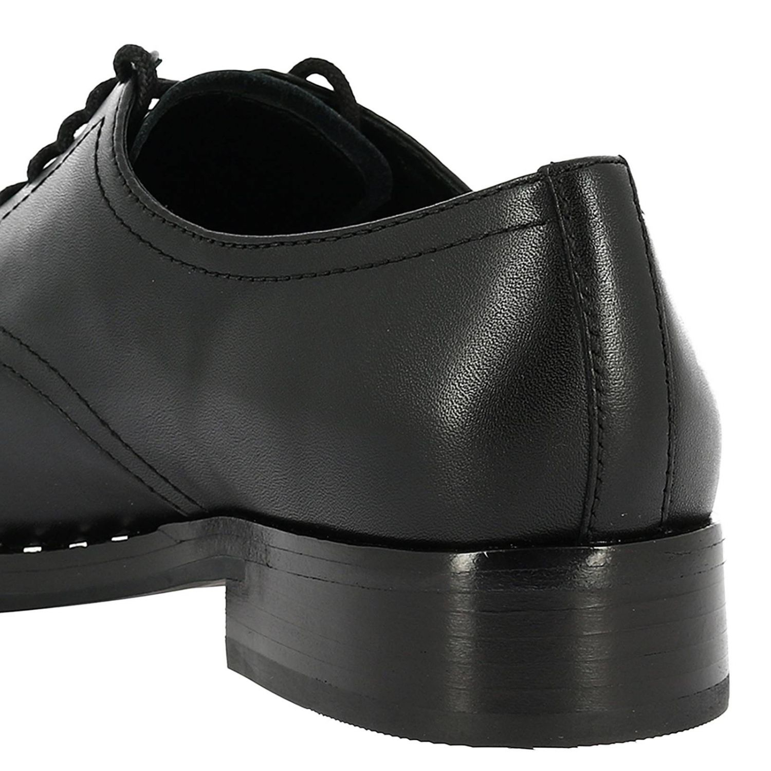 Ash Outlet: Scarpa stringata in vera pelle con tacco largo e mini borchie -  Nero | Stringate Ash WILCO05 GIGLIO.COM