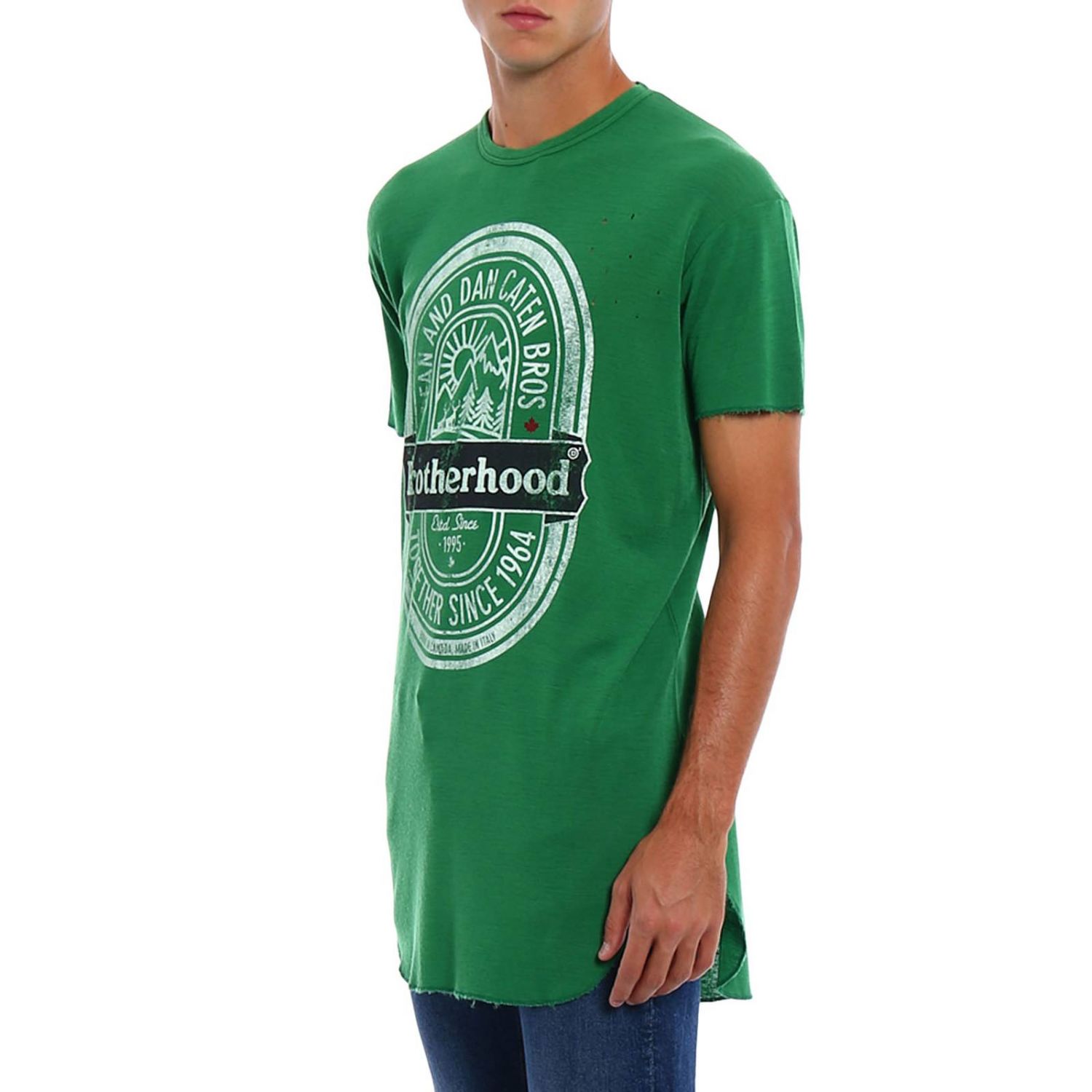 Dsquared2 Outlet: T-shirt over a manica corta con maxi stampa Brotherhood -  Verde | T-Shirt Dsquared2 S71GD0593S22620 GIGLIO.COM