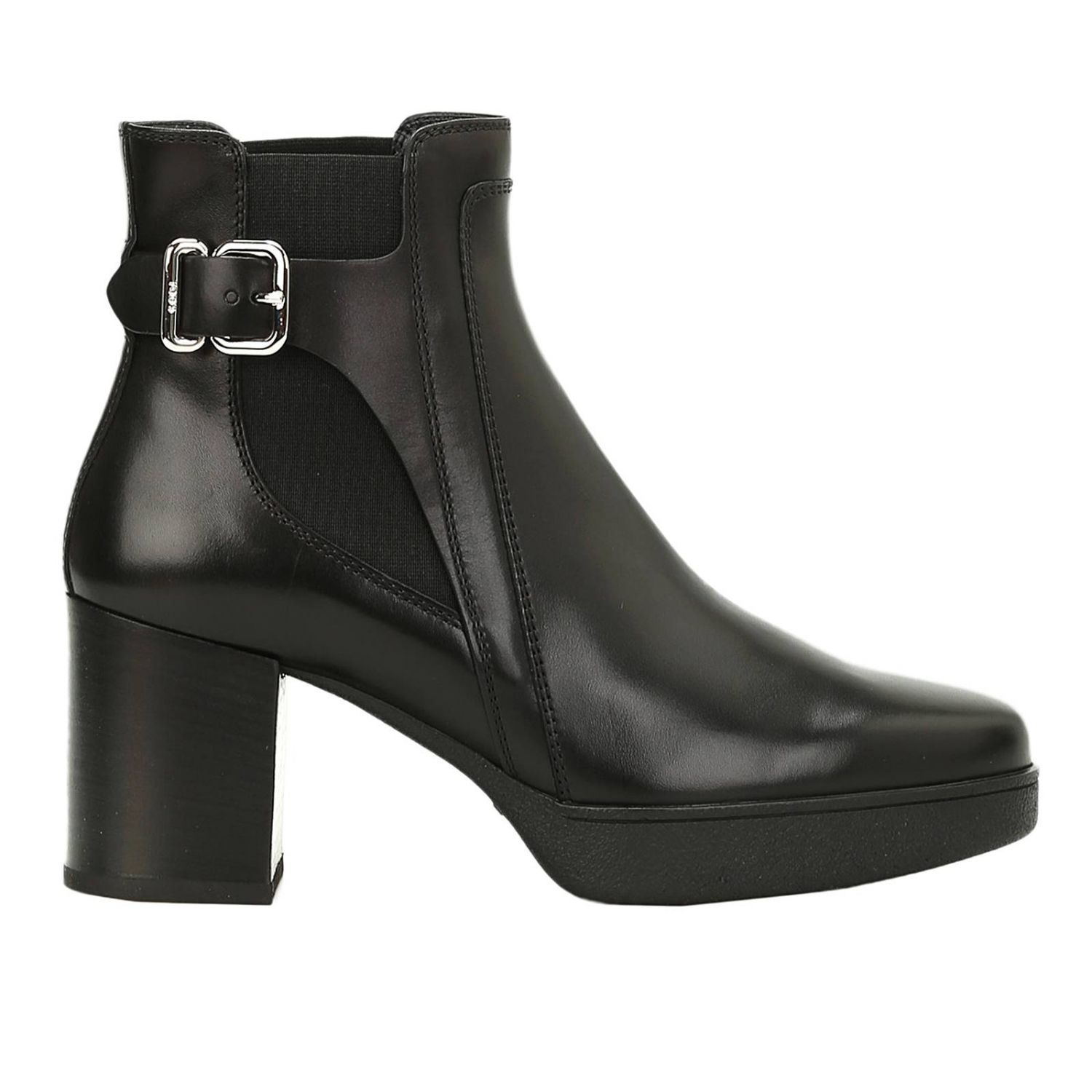 Tods Outlet: Stivaletto in pelle con maxi fibbia e tacco over | Tronchetti  Tods Donna Nero | Tronchetti Tods XXW40A0U700 GOC GIGLIO.COM