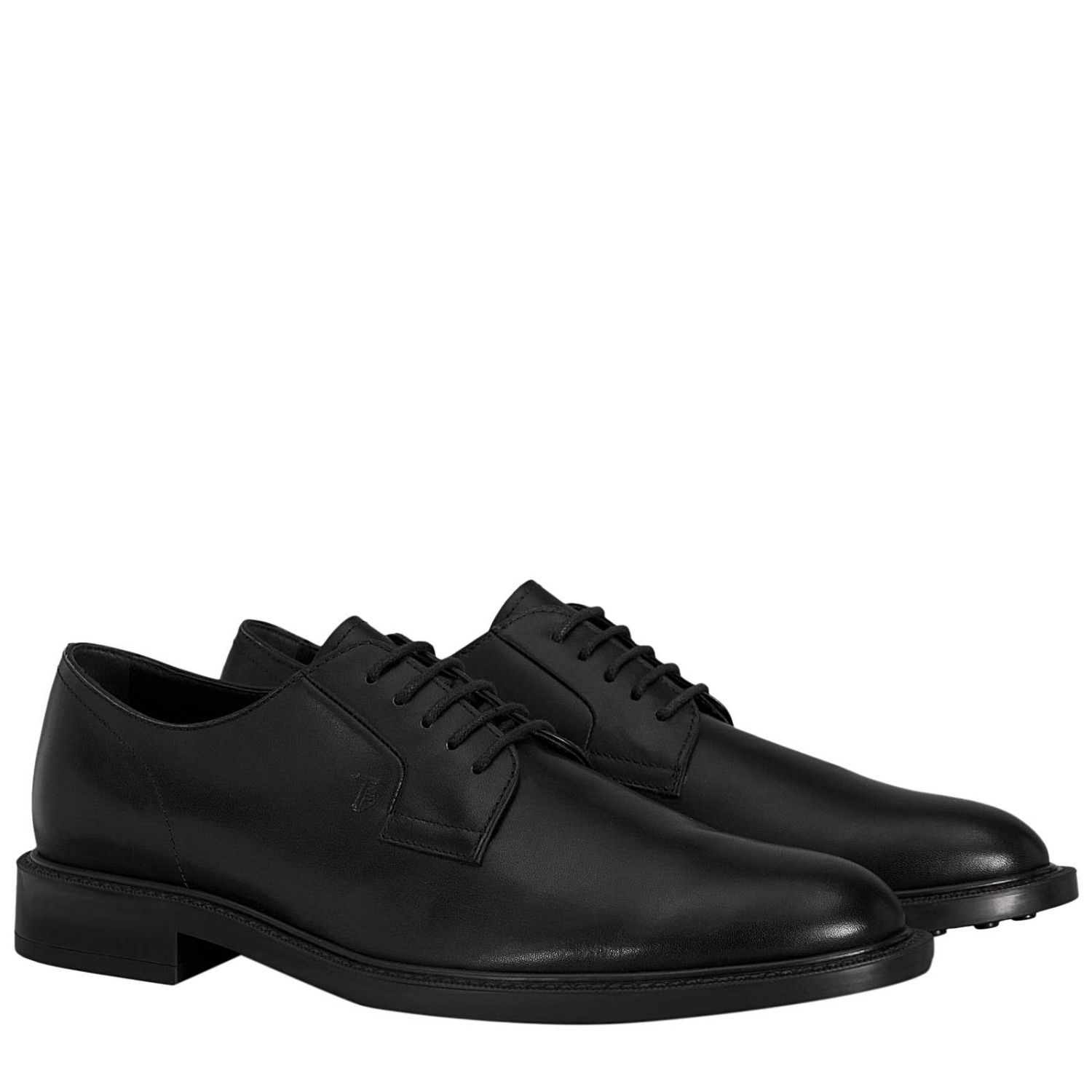 TODS: Derby stringata in pelle con suola in gomma e micro gommini | Scarpe  Stringate Tods Uomo Nero | Scarpe Stringate Tods XXM45A0H370 D90 GIGLIO.COM