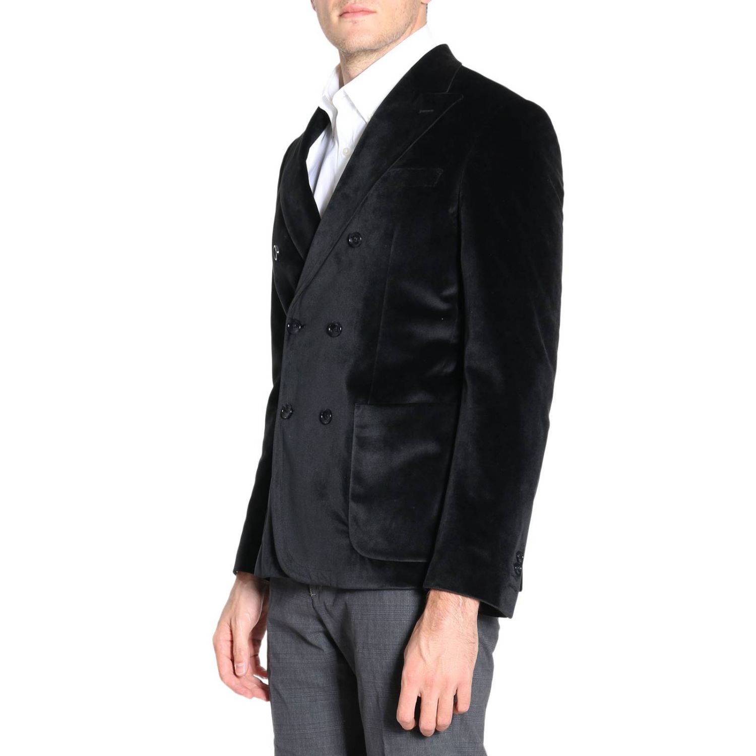Alessandro Dell'acqua Outlet: Giacca doppiopetto in velluto liscio con maxi  tasche a toppe - Nero | Blazer Alessandro Dell'acqua AD2014A G0018  GIGLIO.COM