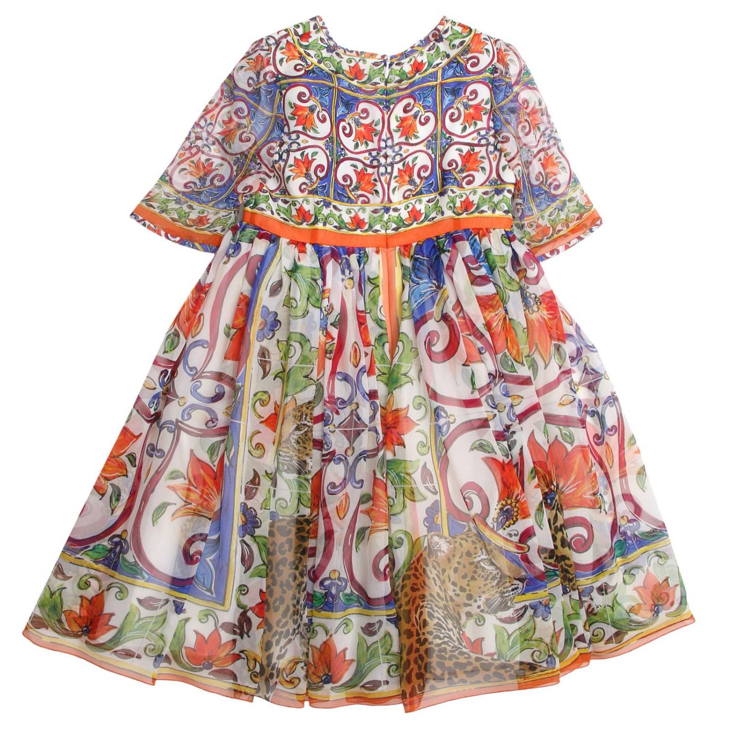 Dolce \u0026 Gabbana Outlet: Abito in pura seta con stampa maiolica - Fantasia |  Abito Dolce \u0026 Gabbana L59D01 HH1LK GIGLIO.COM