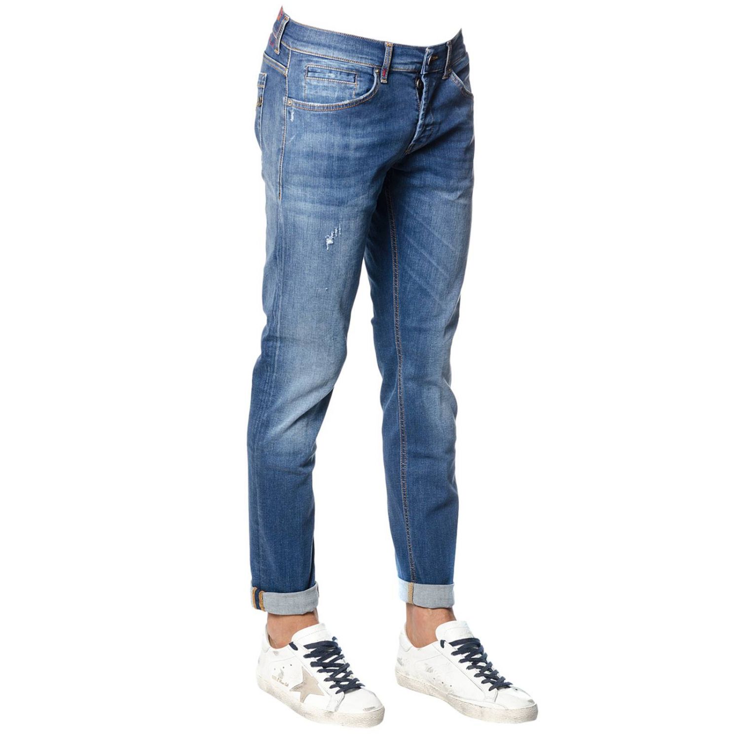 Dondup Outlet: Jeans modello a 5 tasche con effetto used e micro rotture -  Denim | Jeans Dondup UP232D S169U GIGLIO.COM