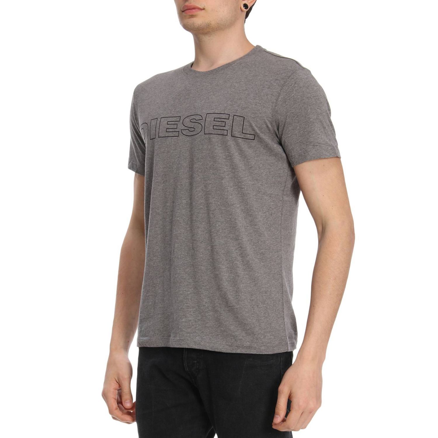 Diesel Outlet: T-shirt a maniche corte con maxi stampa logo - Grigio | Maglia  Diesel 00CG46 0DARX GIGLIO.COM