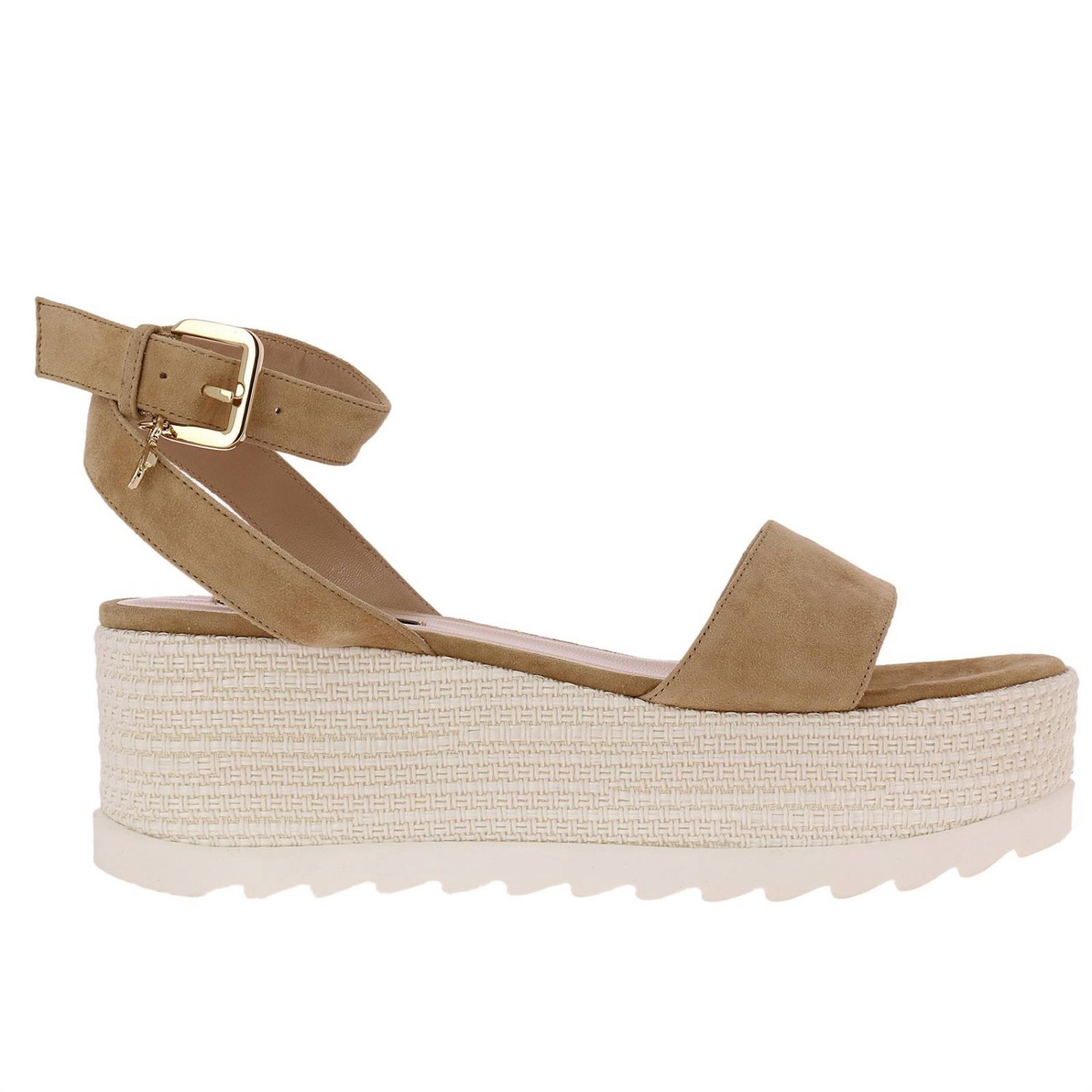 Patrizia Pepe Outlet: Sandalo a zeppa platform in camoscio e corda - Beige  | Sandali Bassi Patrizia Pepe 2V7836 A4AD GIGLIO.COM