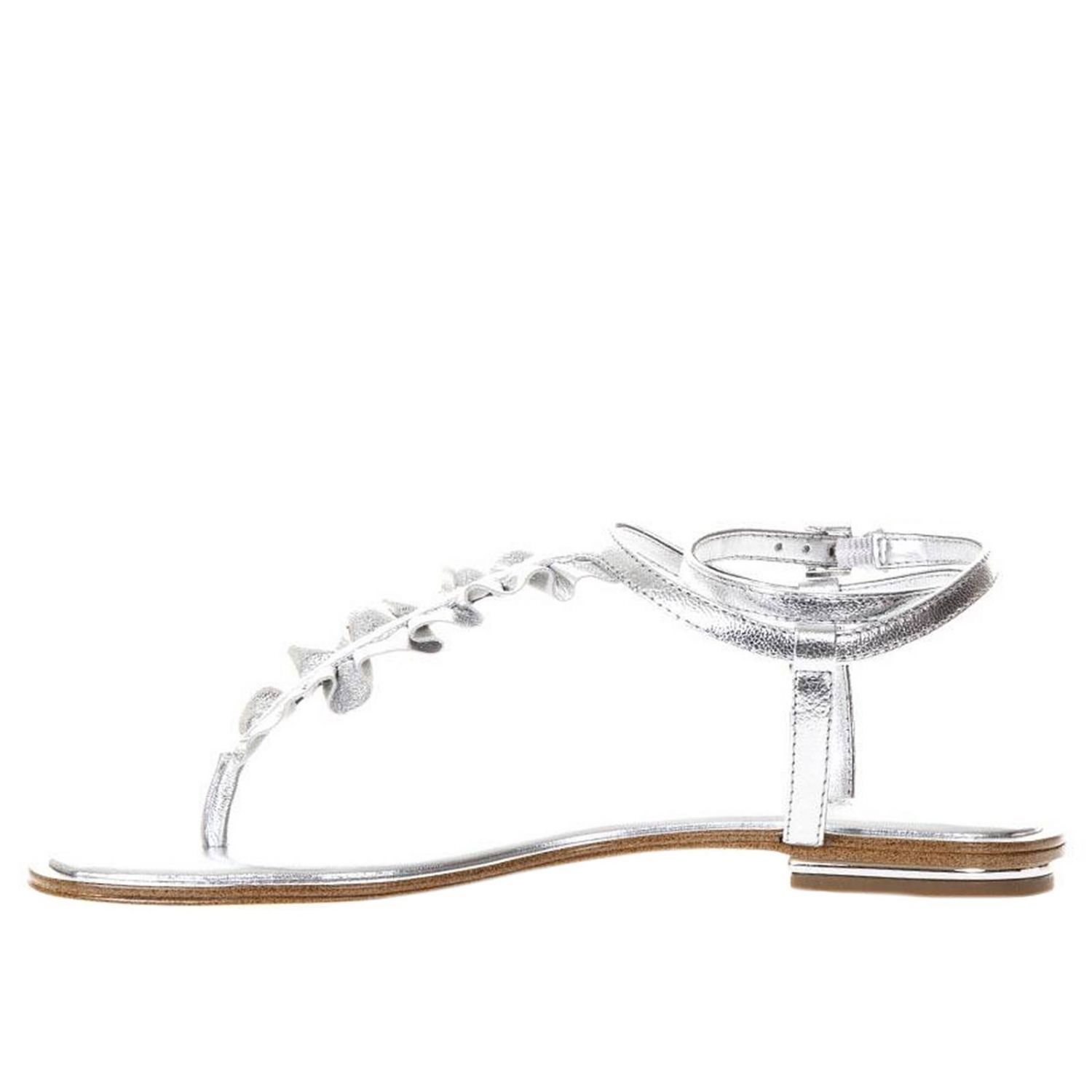 michael kors silver flip flops