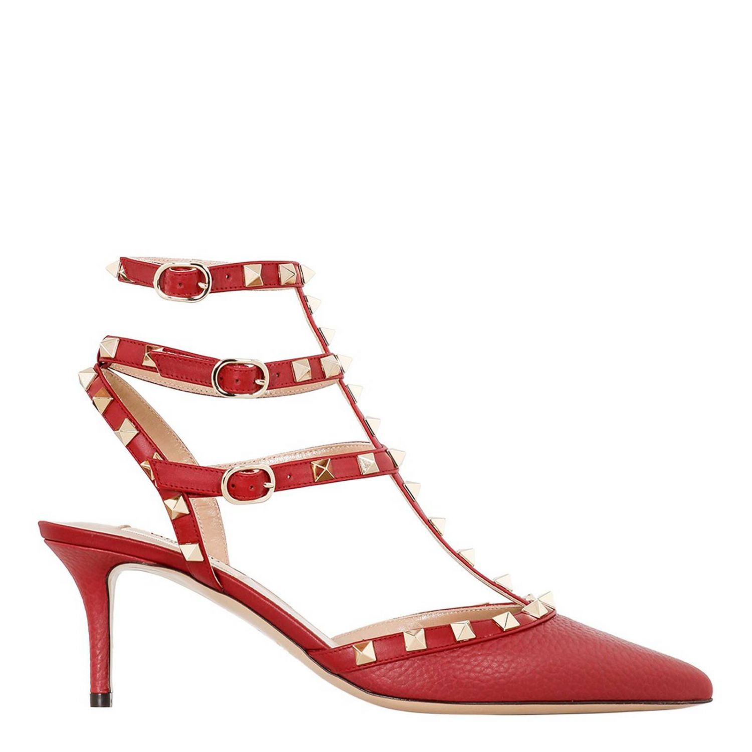 valentino rockstud ankle strap court heels