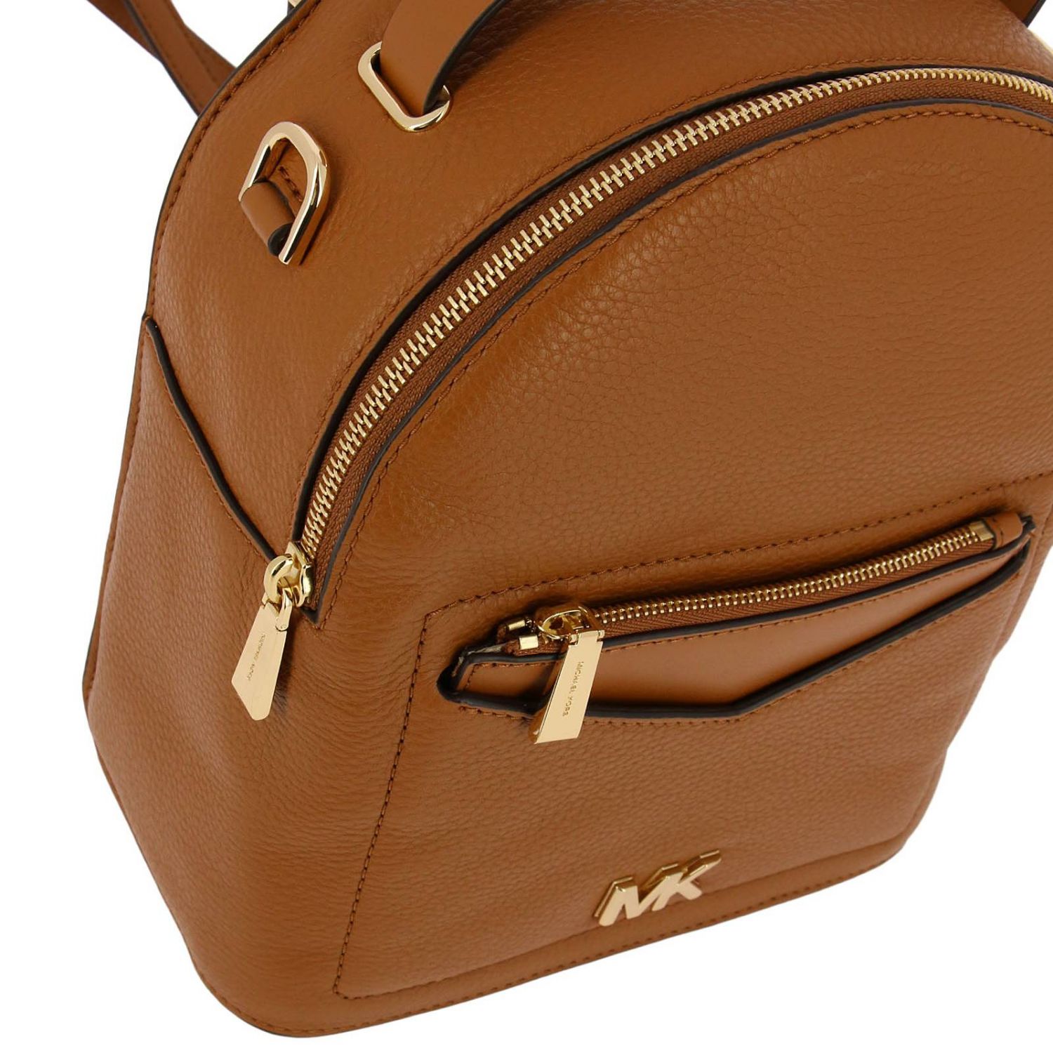 Michael Michael Kors Outlet: Zaino Jessa small in pelle con tasca esterna e  maxi monogramma MK metallico - Cuoio | Zaino Michael Michael Kors  30T8GEVB5L GIGLIO.COM