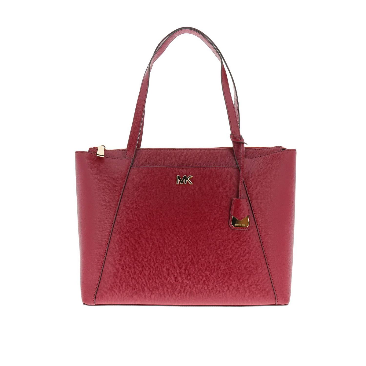 Michael Michael Kors Outlet: Borsa Maddie shopping large in pelle con  monogramma MK metal - Bordeaux | Borse A Tracolla Michael Michael Kors  30S8GN2T9L GIGLIO.COM