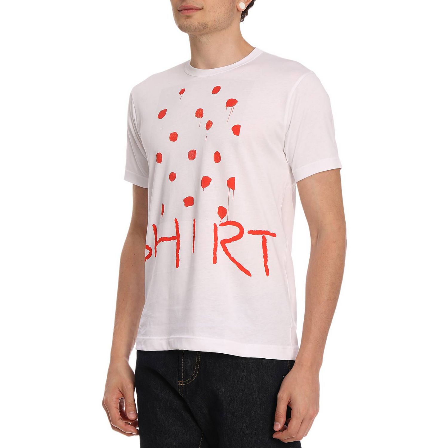 comme des garçons t shirt homme blanche