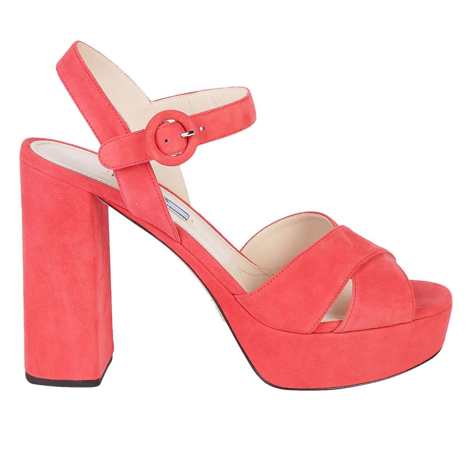 PRADA: Shoes women - Coral | Heeled Sandals Prada 1XP992 008 GIGLIO.COM